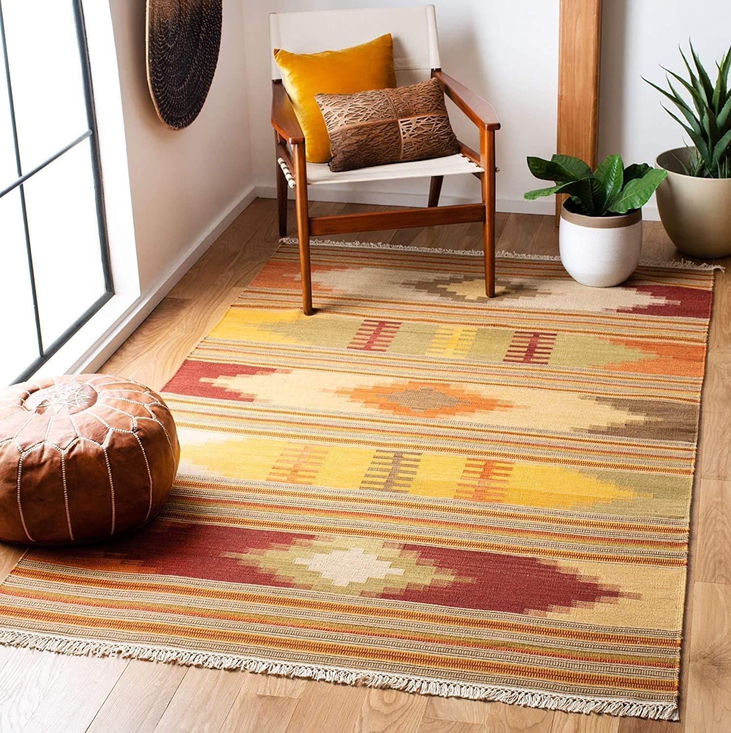 Kilim NVK177 Hand Woven Indoor Area Rug - Red/Multi - 5'x8' - Safavieh.