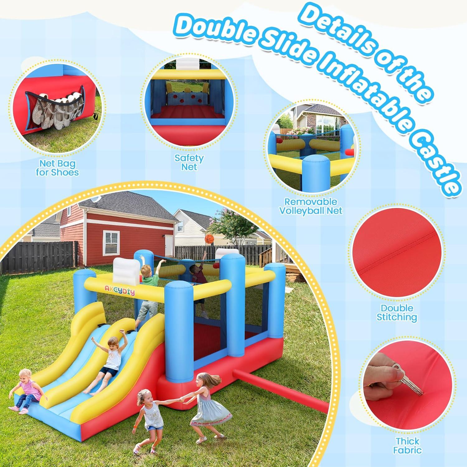 Ancheer 9ft x 6ft Animal Inflatable Bounce House for Kids, Inflatable Bouncy Castle with Blower, Jumping House with Slide/Pitching Game, Indoor Outdoor Toddler Kids Party