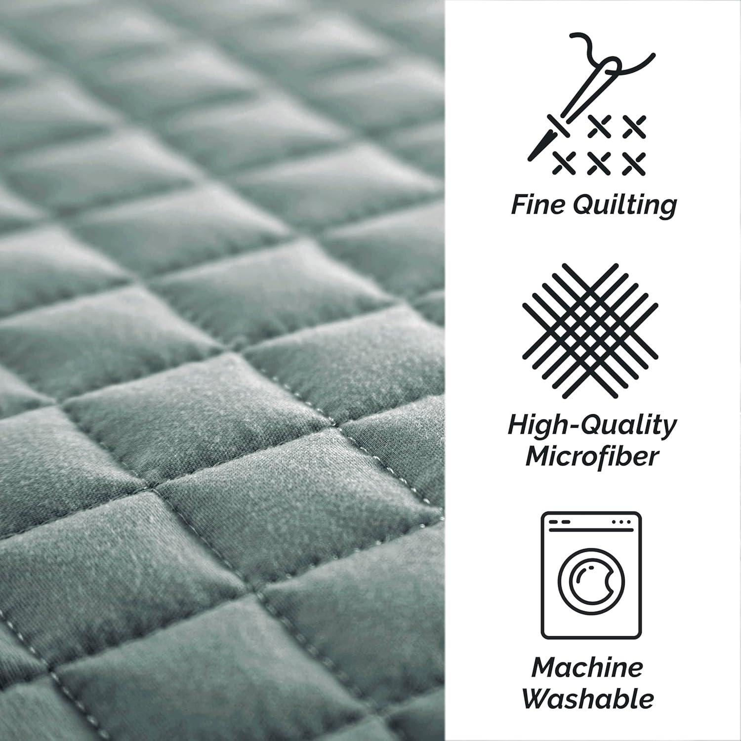 Southshore Fine Living, Inc. Decorative Blue Pillow Covers 18x18, Set of 2 Pillow Sham Covers for Throw Pillows, Quilted Square Pillow Shams to Match Quilt Bedding Set, Steel Blue