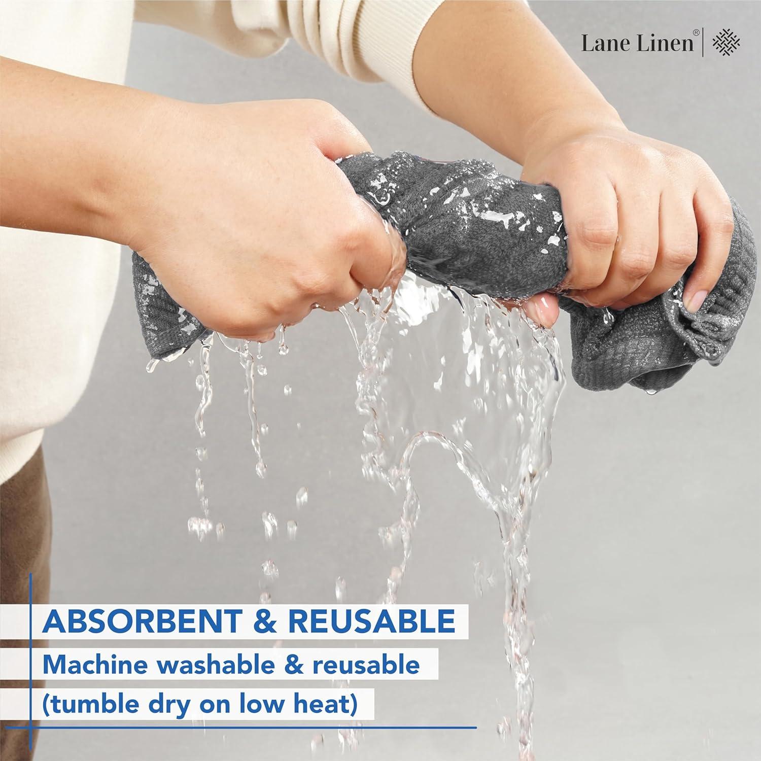 White Classic Luxury 100% Cotton Washcloths Set of 12 - 13x13" Gray