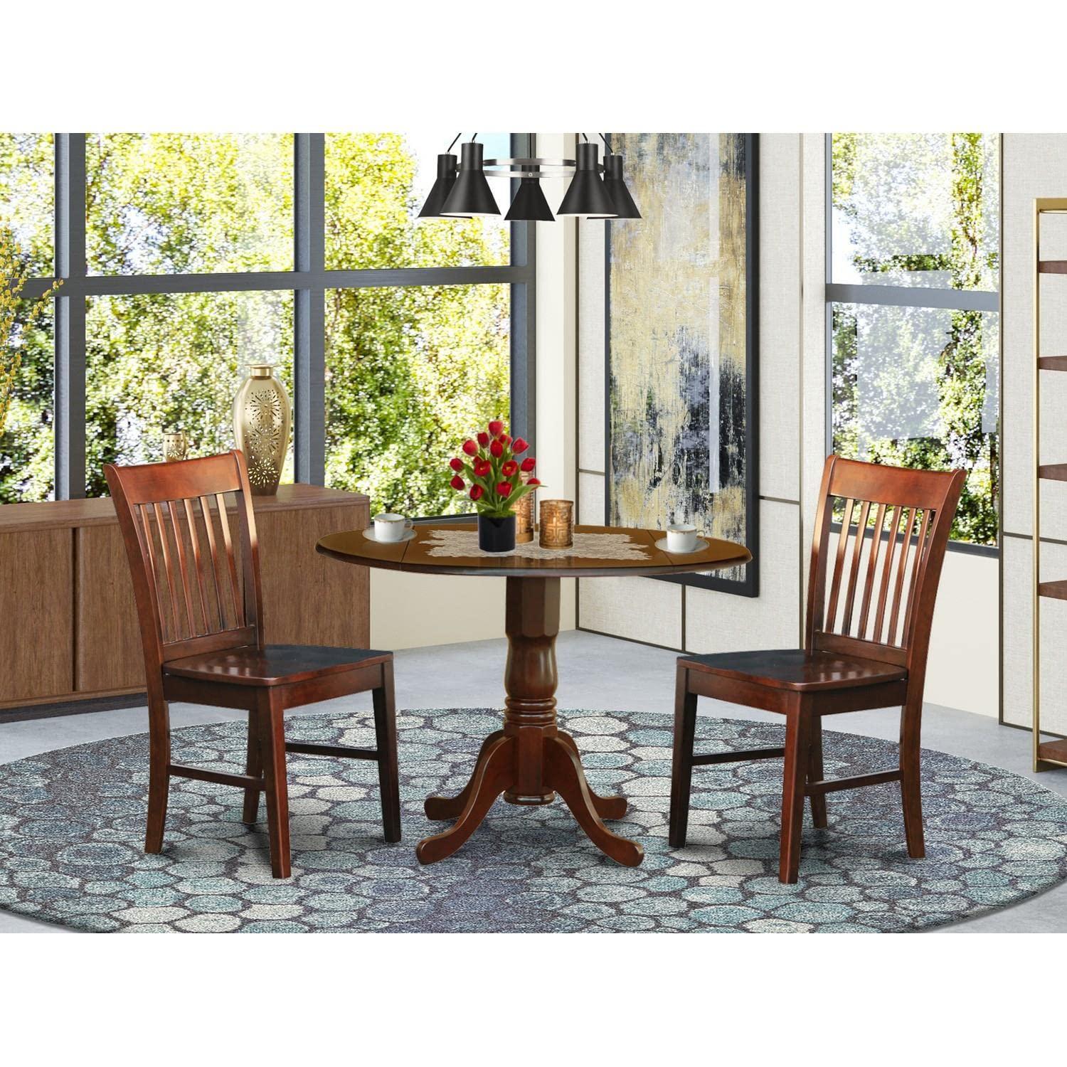 East West Furniture Dublin 3-piece Wood Dining Table Set in Mahogany