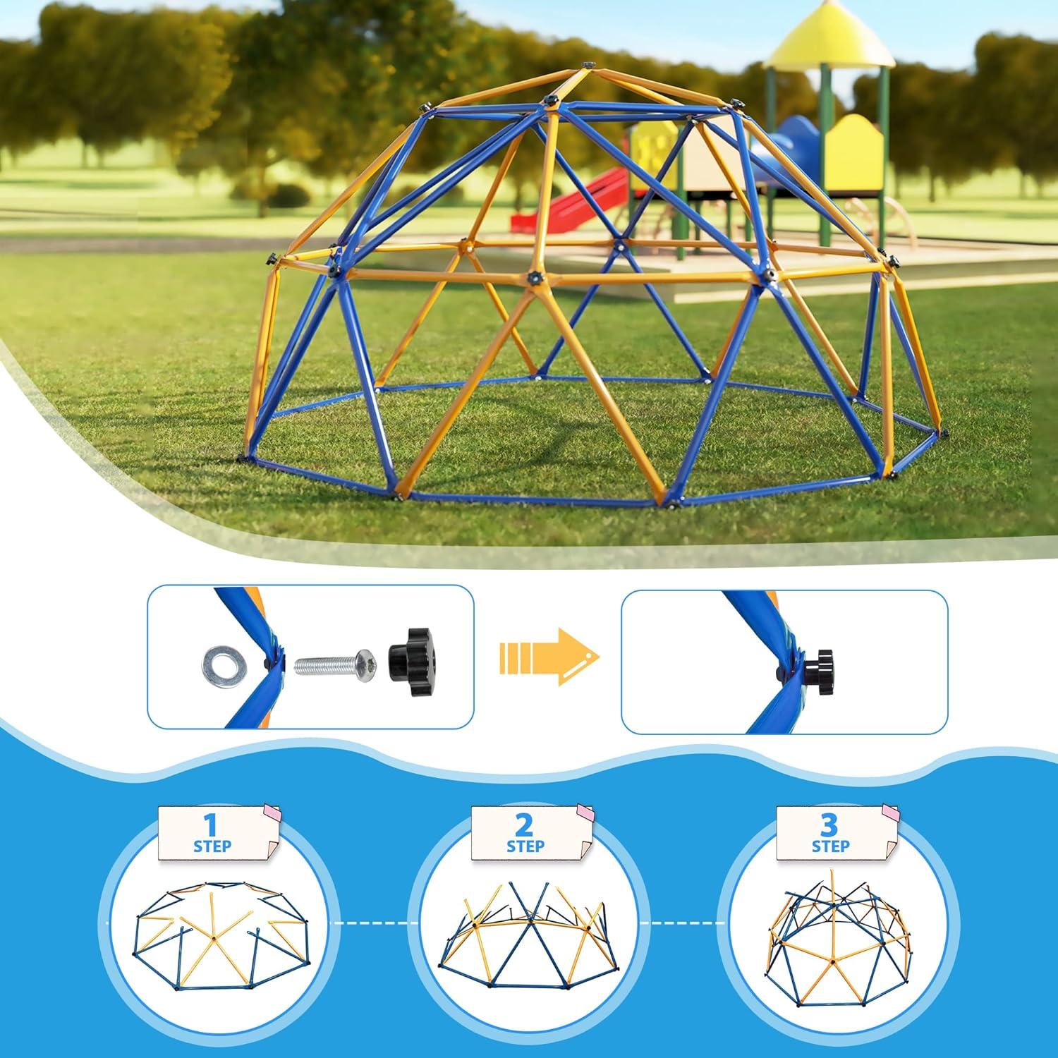 JAXPETY Climbing Dome,10 FT Outdoor Toddler Climbing Toys, Toddler Jungle Gym Playground Sets for Backyards, Kids Outdoor Climbing Structures 500 Lbs. Capacity
