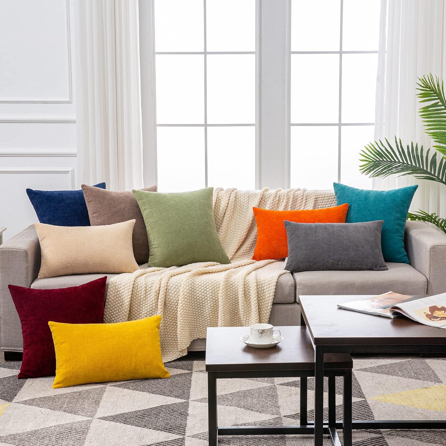 PAVILIA Set of 2 Throw Pillow Covers, Decorative Velvet Square Cushion Cases for Bed Sofa Couch Bedroom Living Room, Red/20 x 20