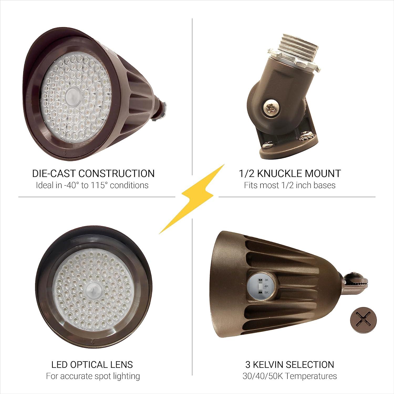 NuWatt 25W Bronze LED Bullet Flood Light with Adjustable Knuckle Mount