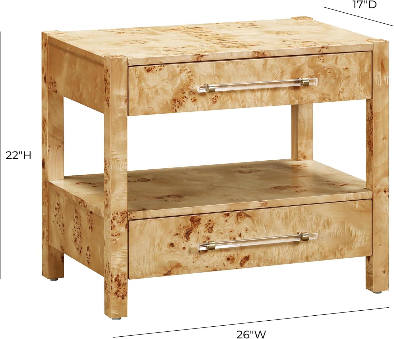 TOV Furniture Brandyss Natural Burl Nightstand