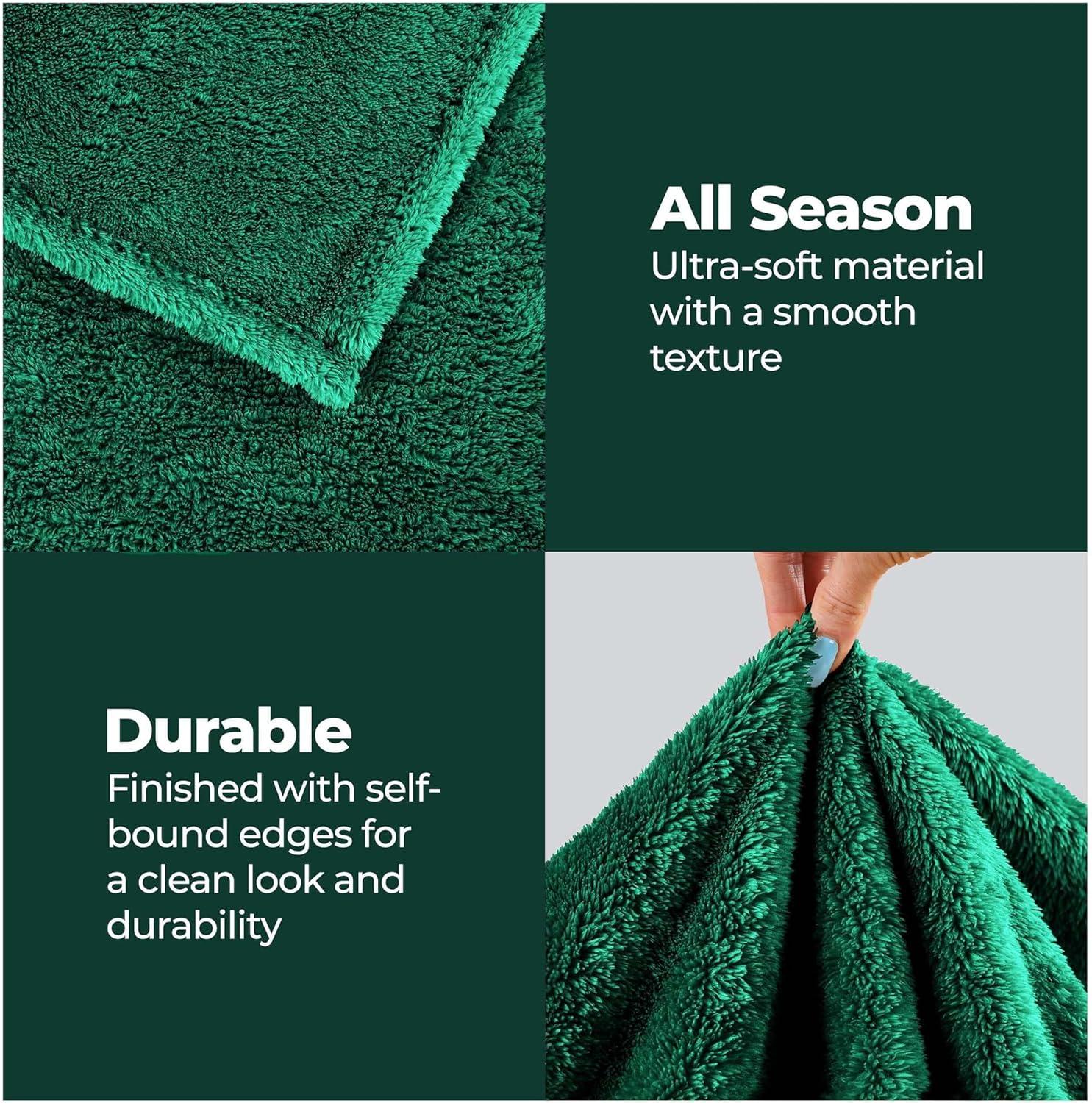 Evergreen Full Reversible Fleece Wool Throw Blanket