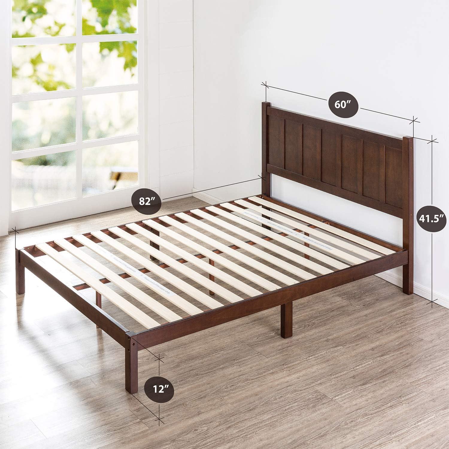 Adrian Queen Pine Wood Platform Bed with Headboard