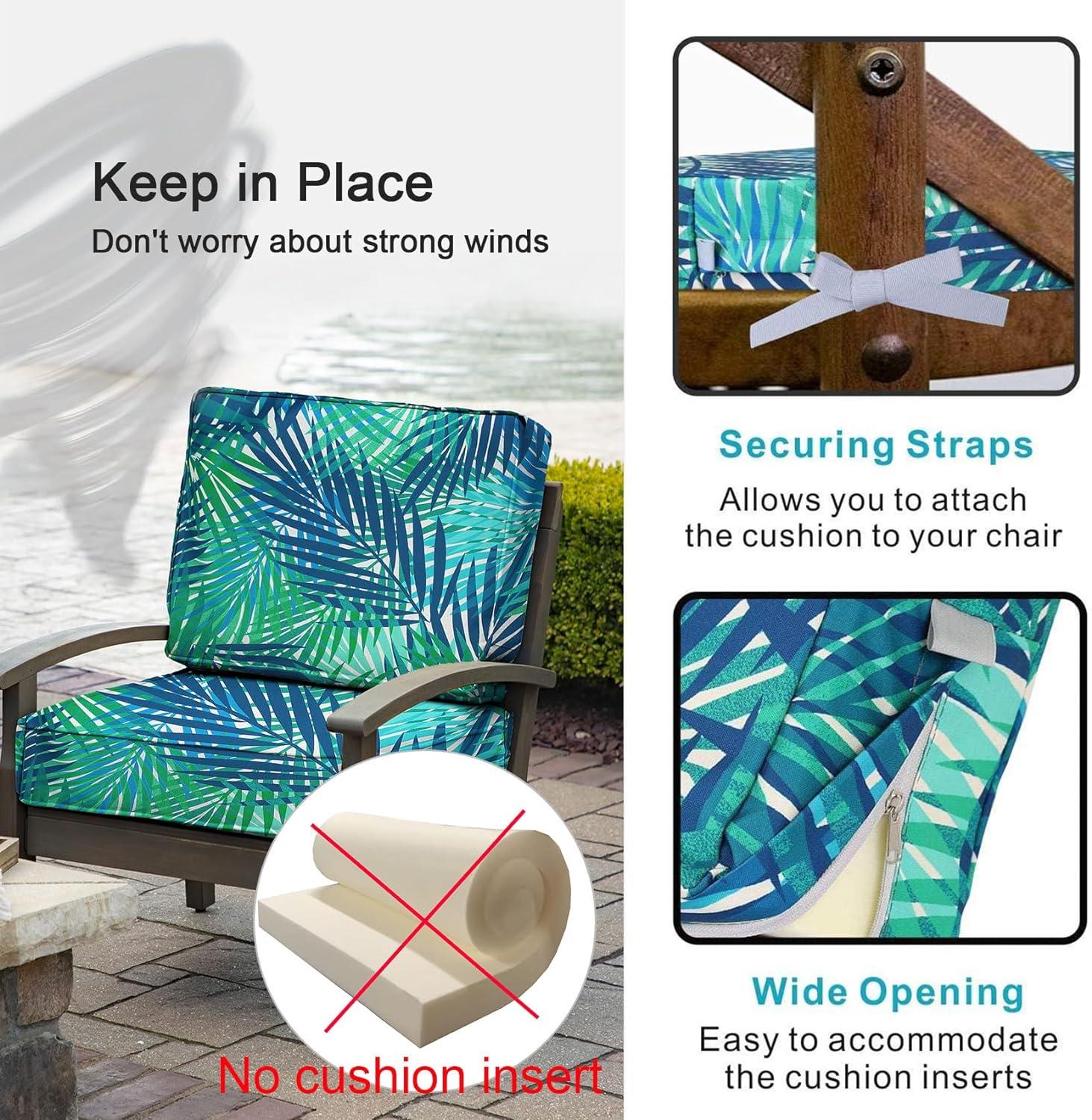NettyPro Patio Cushion Covers Replacement 2 Pack Water Repellent UV Resistant Outdoor Chair Seat Cushion Slipcover, 20 x 18 x 4 Inch