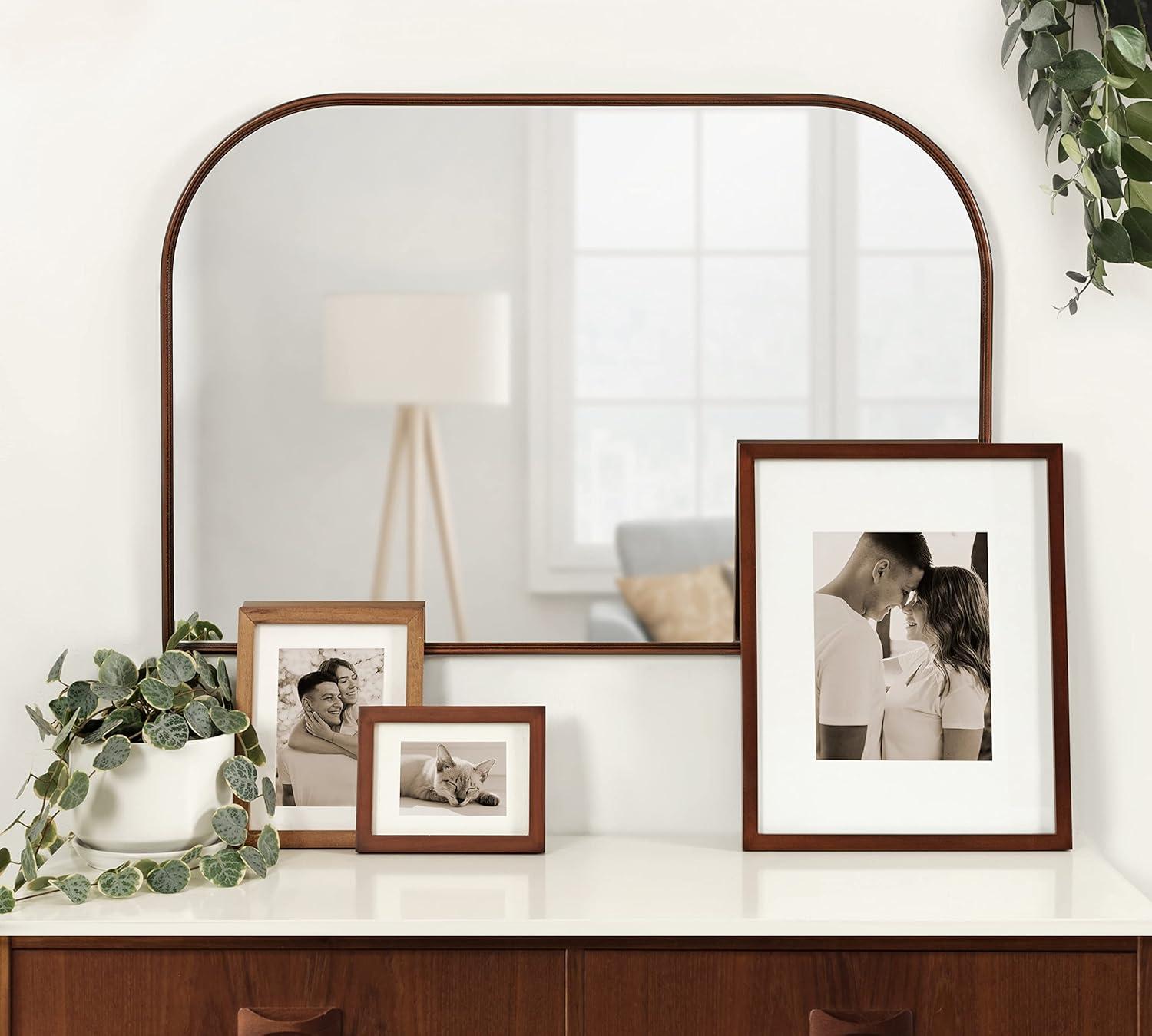 36" x 24" Caskill Framed Arch Wall Mirror Bronze - Kate & Laurel All Things Decor: Mantel Decor, No Assembly Required