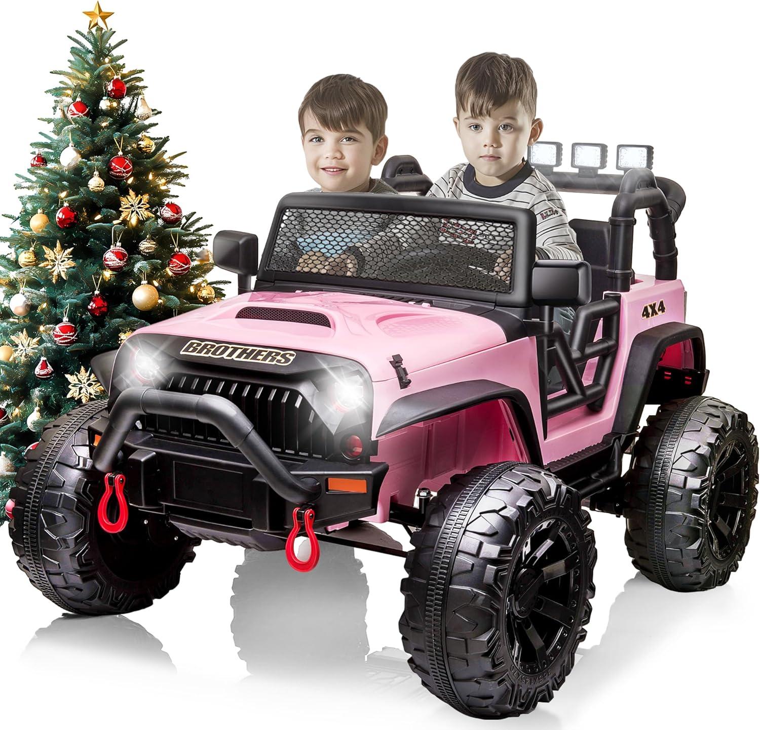Ancheer 24V 2 Seater Ride On Car Jeep For Big Kids, Ride On Toys UTV With Parent Remote, LED Lights, Spring Suspension, Bluetooth, Music, USB, MP3