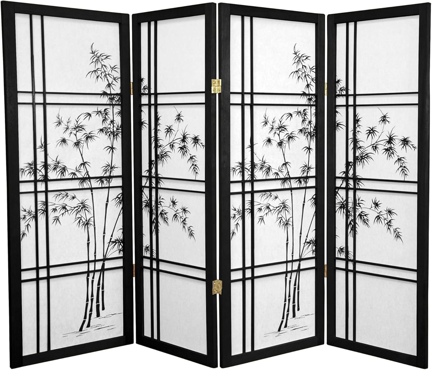 Oriental Furniture 4 ft. Tall Bamboo Tree Shoji Screen - Natural - 4 Panel