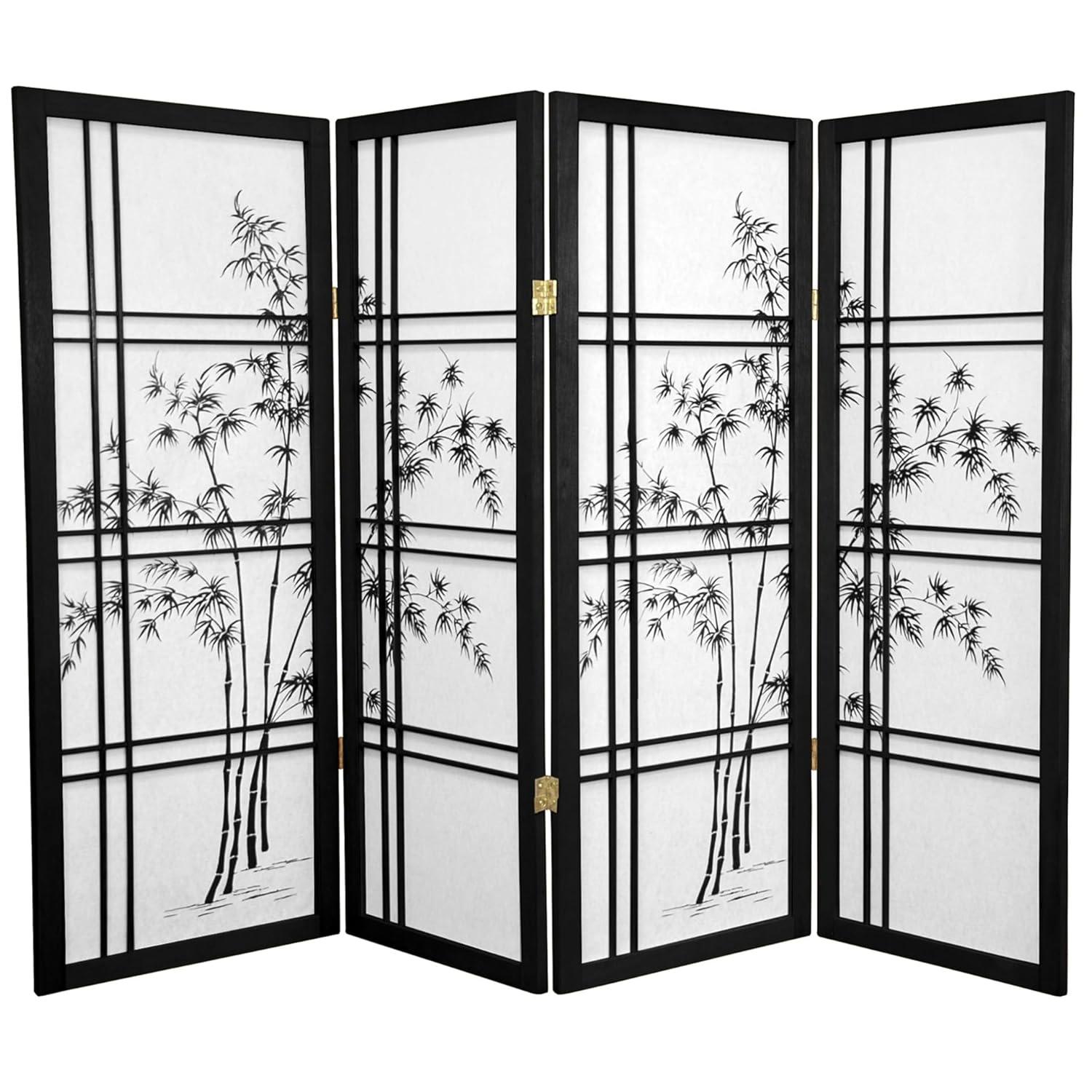 Oriental Furniture 4 ft. Tall Bamboo Tree Shoji Screen - Natural - 4 Panel