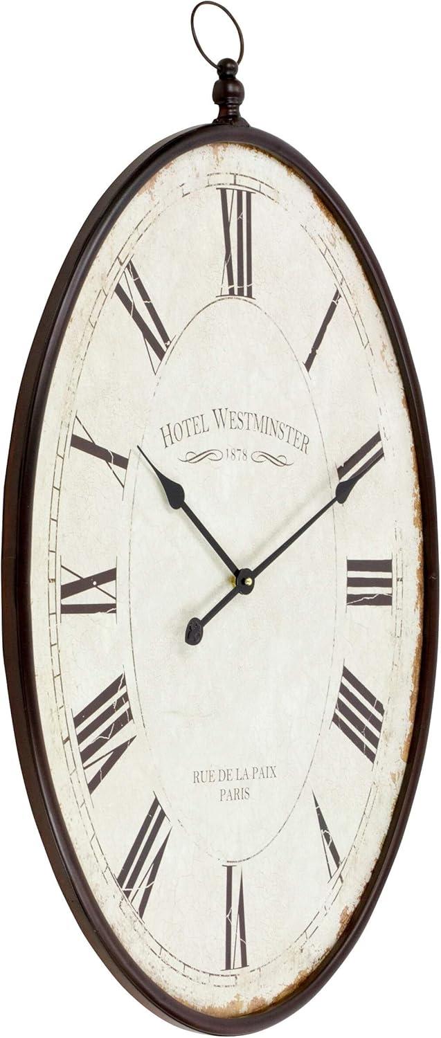 Aspire Home Accents Ines Large Oval Wall Clock - 36"H x 23.5"W x 1.5"D