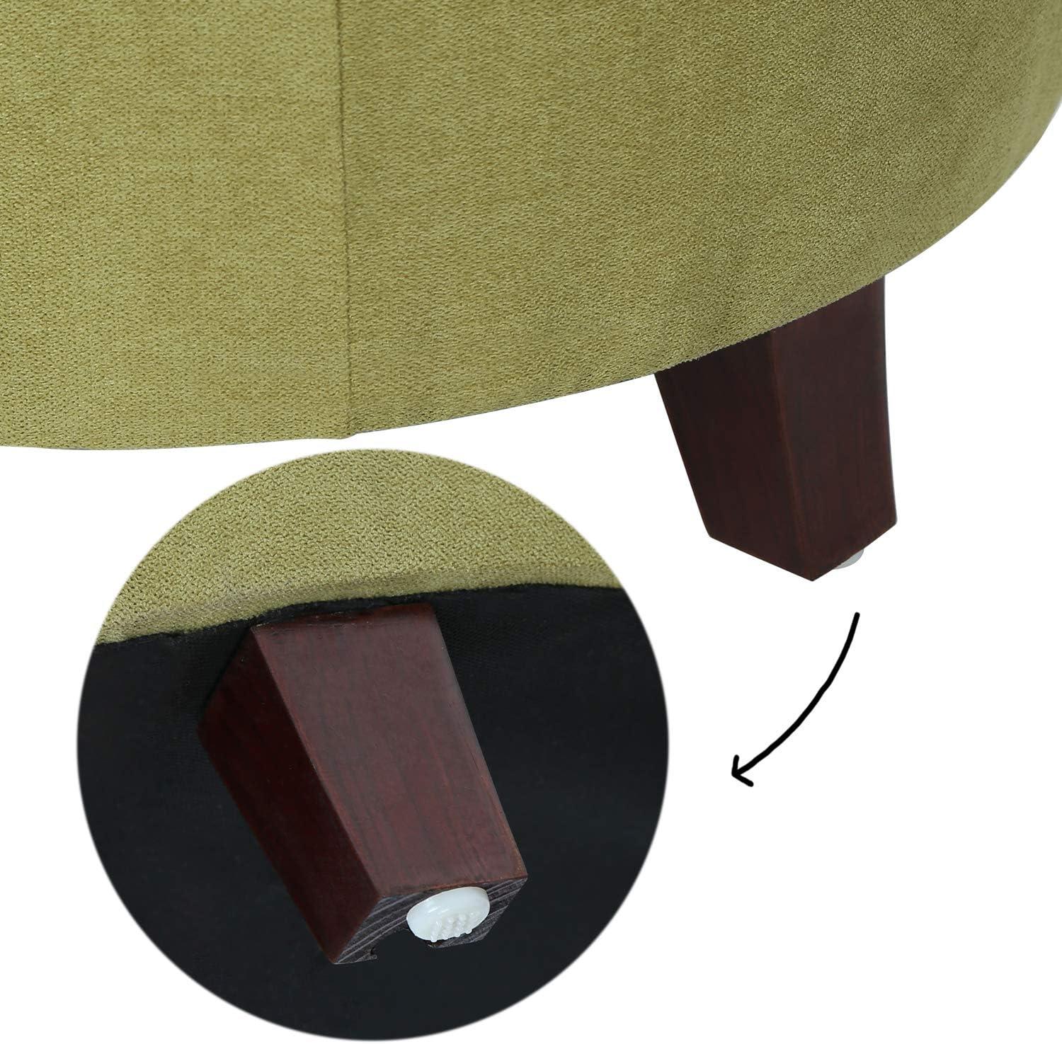 Homebeez Upholstered Tufted Storage Ottoman Footstool, 17"H Round Foot Rest Storage Ottoman for Living Room & Bedroom