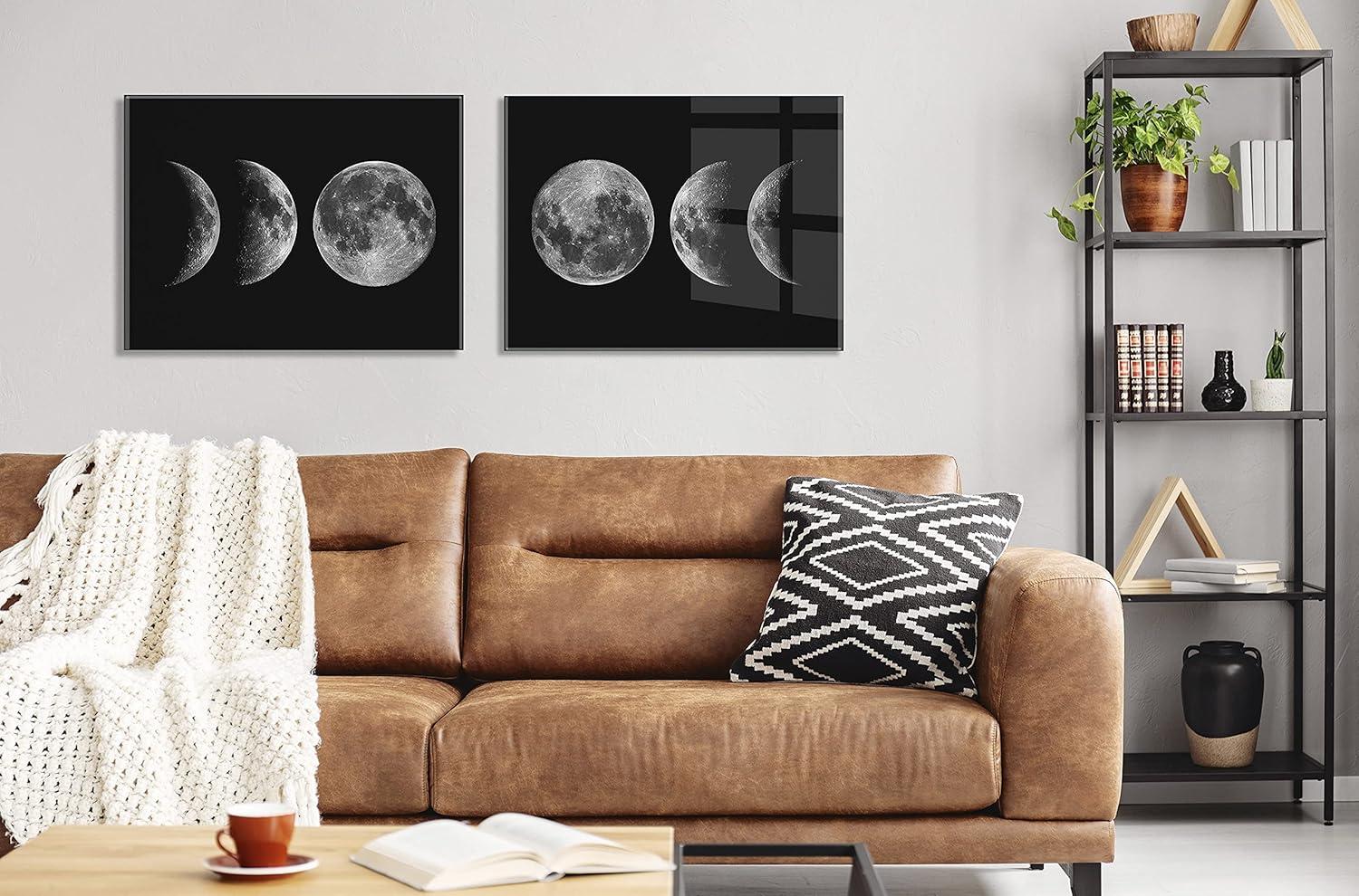 Mod Moon Phases Black and White Acrylic Wall Art