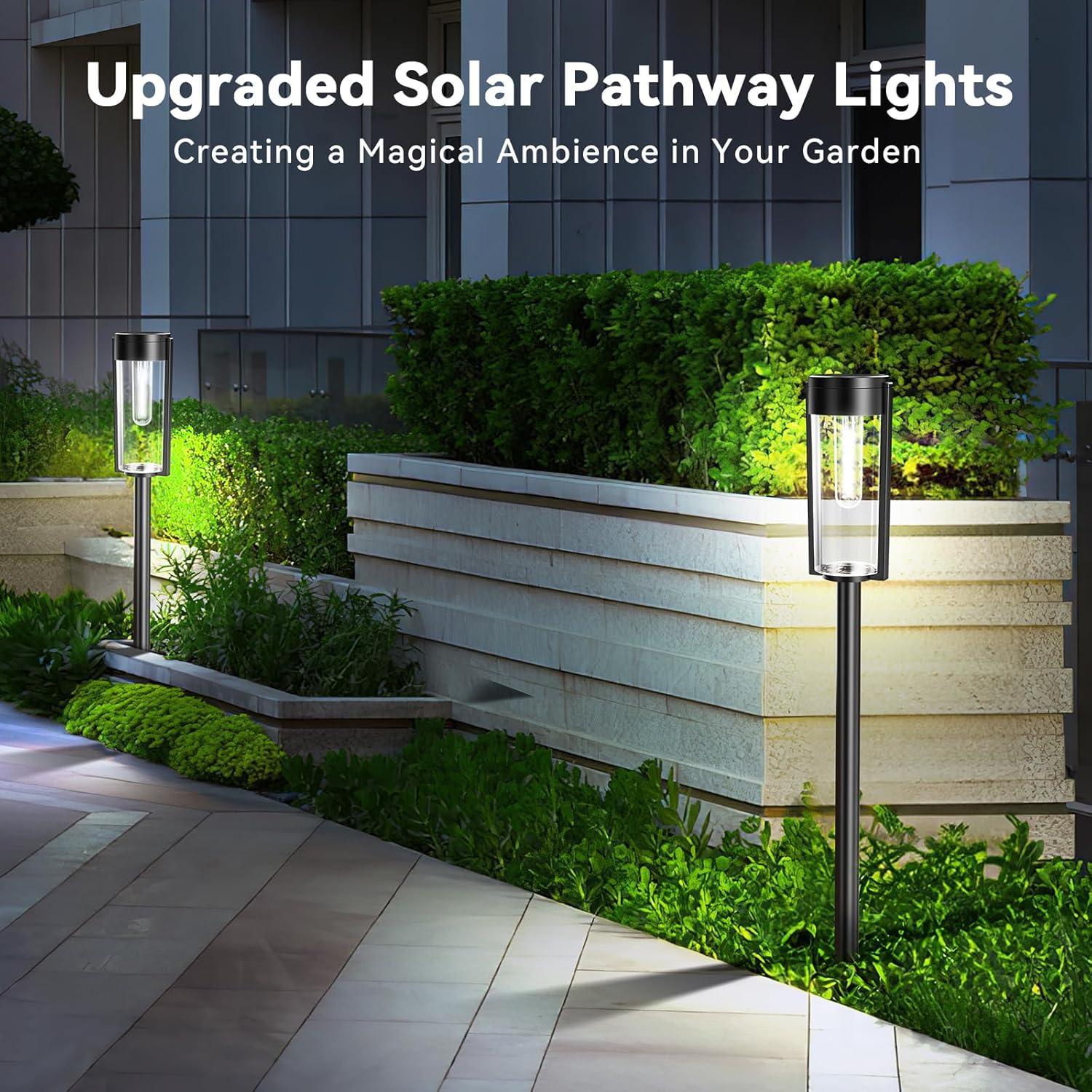 BITPOTT Solar Garden Lighting 8Pack Edison Bulbs Solar Powered Outdoor Pathway Light for Driveway