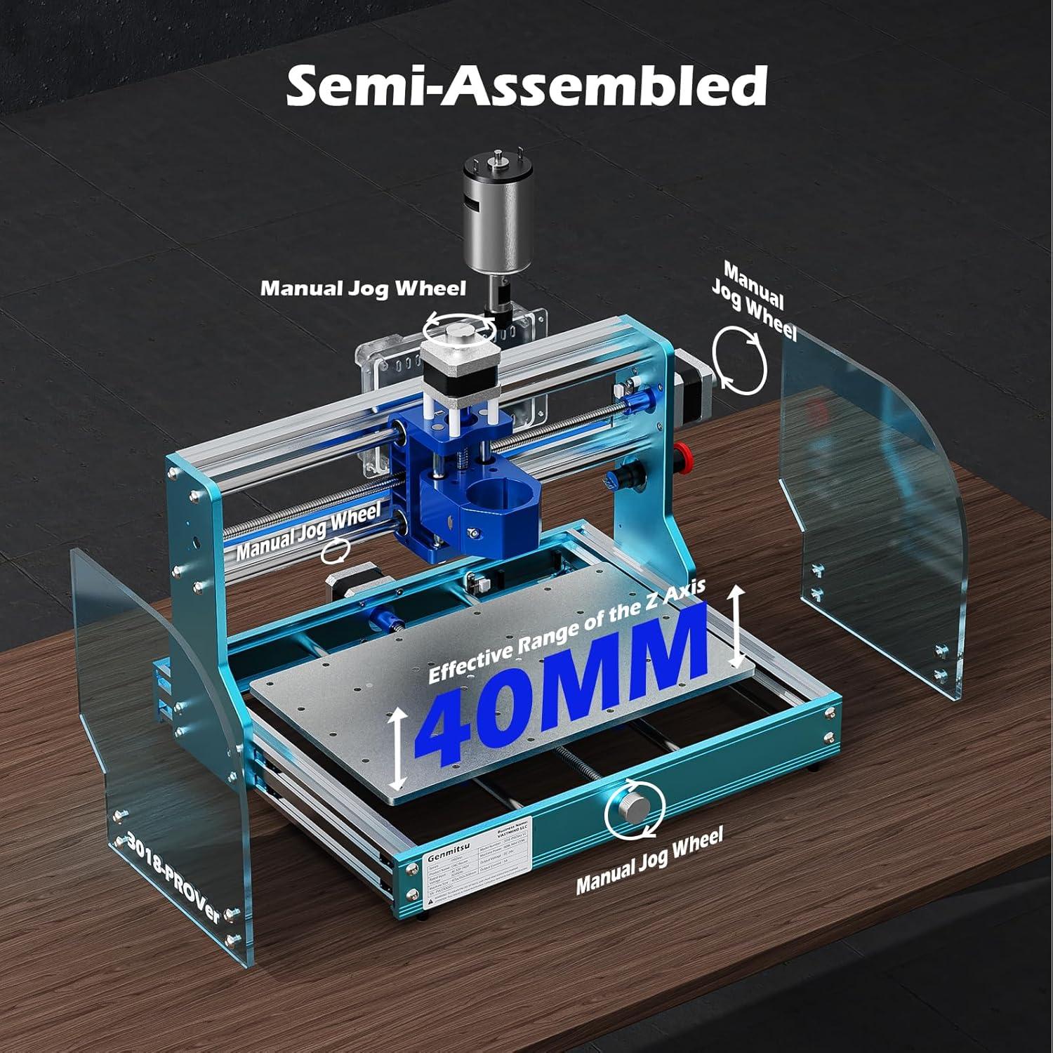 Genmitsu 3018-PROVer V2 CNC Router Machine for Beginner, Mini Milling Engraver Kit with Z-Probe, Limit Switches, E-Stop, Ideal for Wood, Acrylic, MDF, Plastic, PVC (Without Offline Controller)