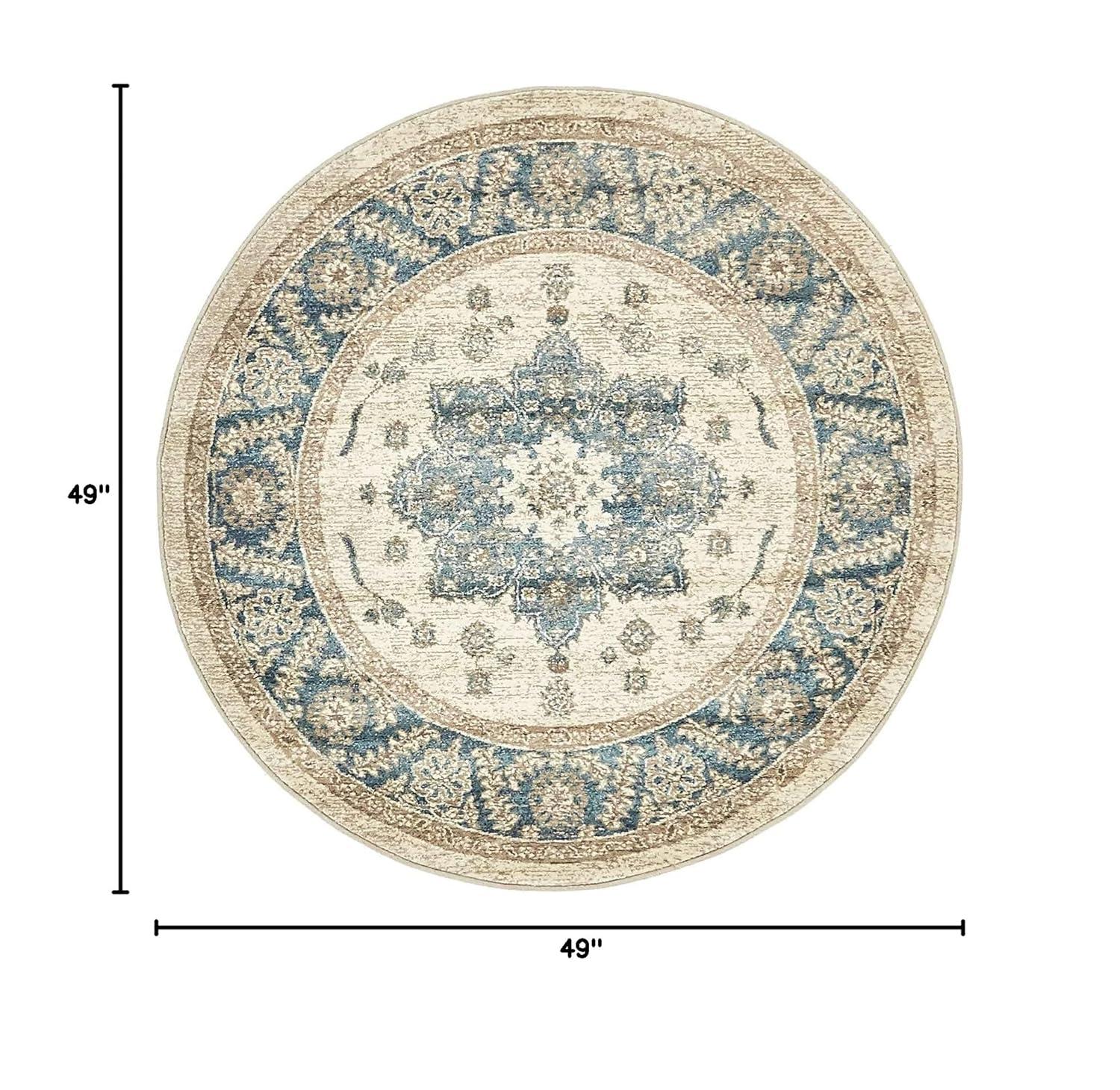 Unique Loom 4' 1 x 4' 1 Round Cream Salzburg Altstadt Area Rug