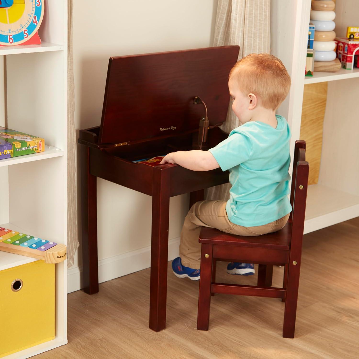 Melissa & Doug Wooden Child's Lift-Top Desk and Chair - Espresso