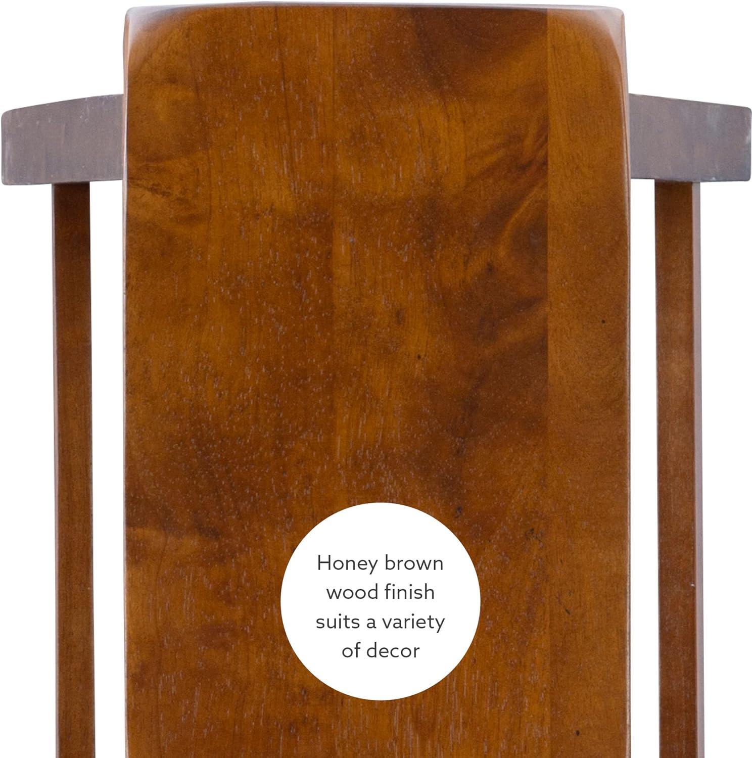 Linon Beamon 29" Sturdy Wood Backless Saddle Seat Bar Stool in Honey Brown