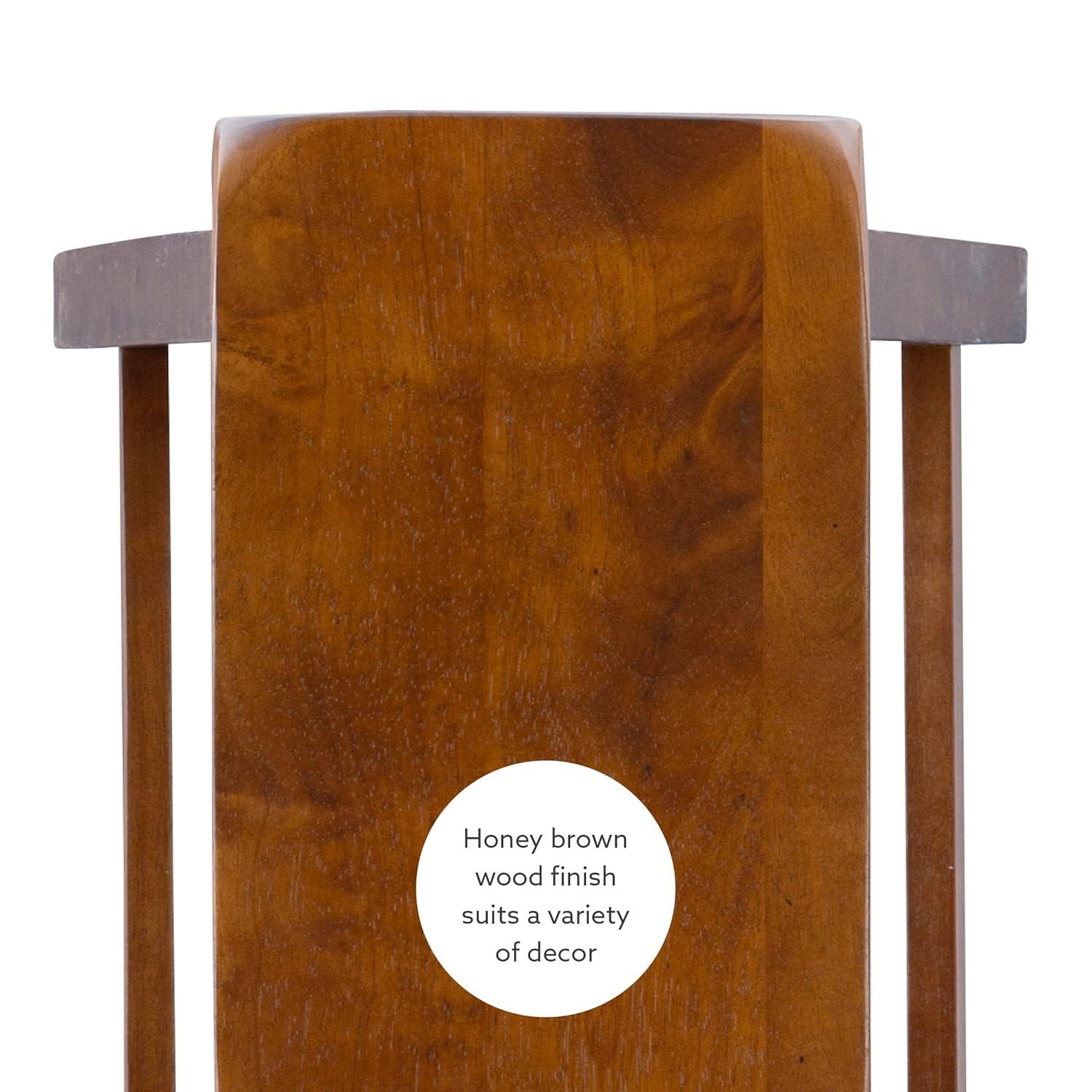 Linon Beamon 29" Sturdy Wood Backless Saddle Seat Bar Stool in Honey Brown