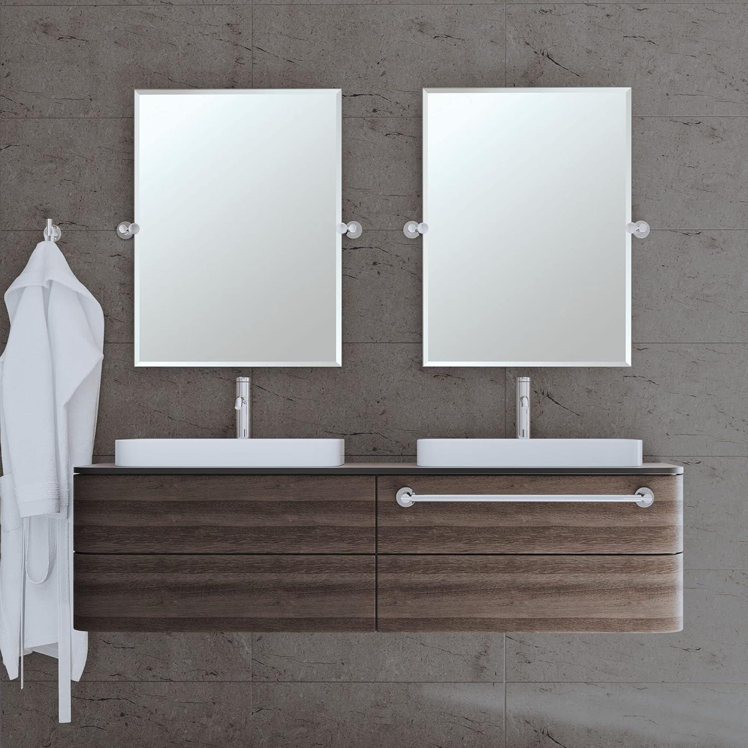 Channel Oval Wall Mount Mirror | Frameless Bathroom Vanity Mirror, Pivots and Beveled