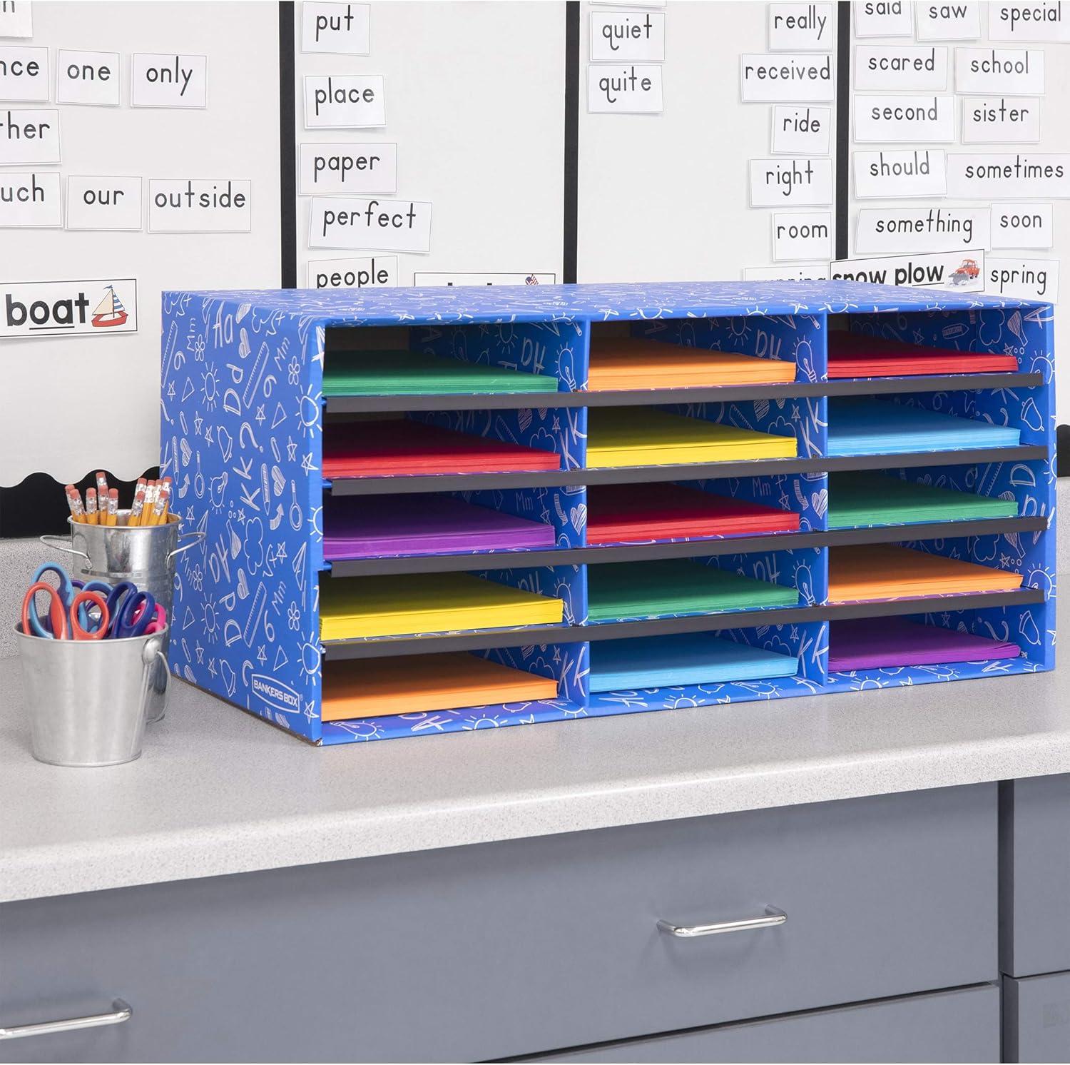 Blue 15-Compartment Classroom Literature Organizer