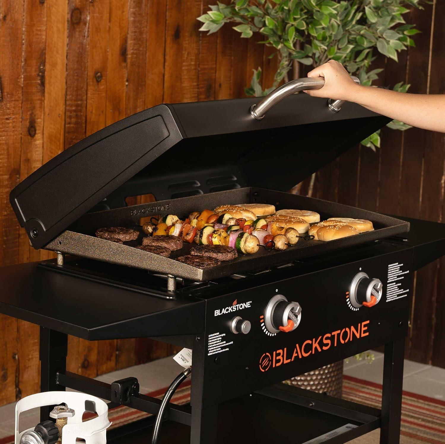 Black 28" Steel Propane Outdoor Griddle with Hood