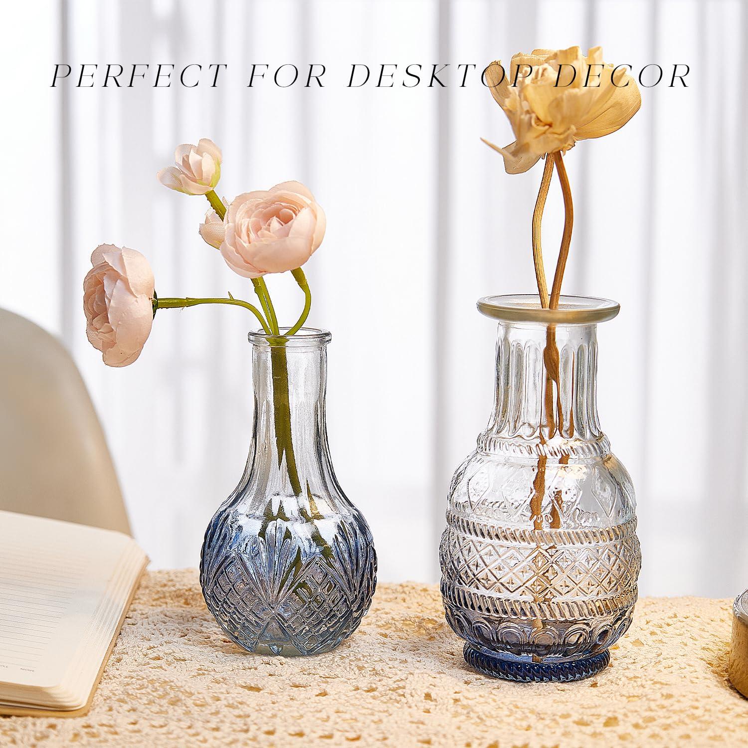 Bud Vases Set of 12, Small Glass Vases for Centerpieces, Small Flower Vases for Centerpieces, Vintage Mini Vase, Clear Bud Vase for Wedding Table Decor