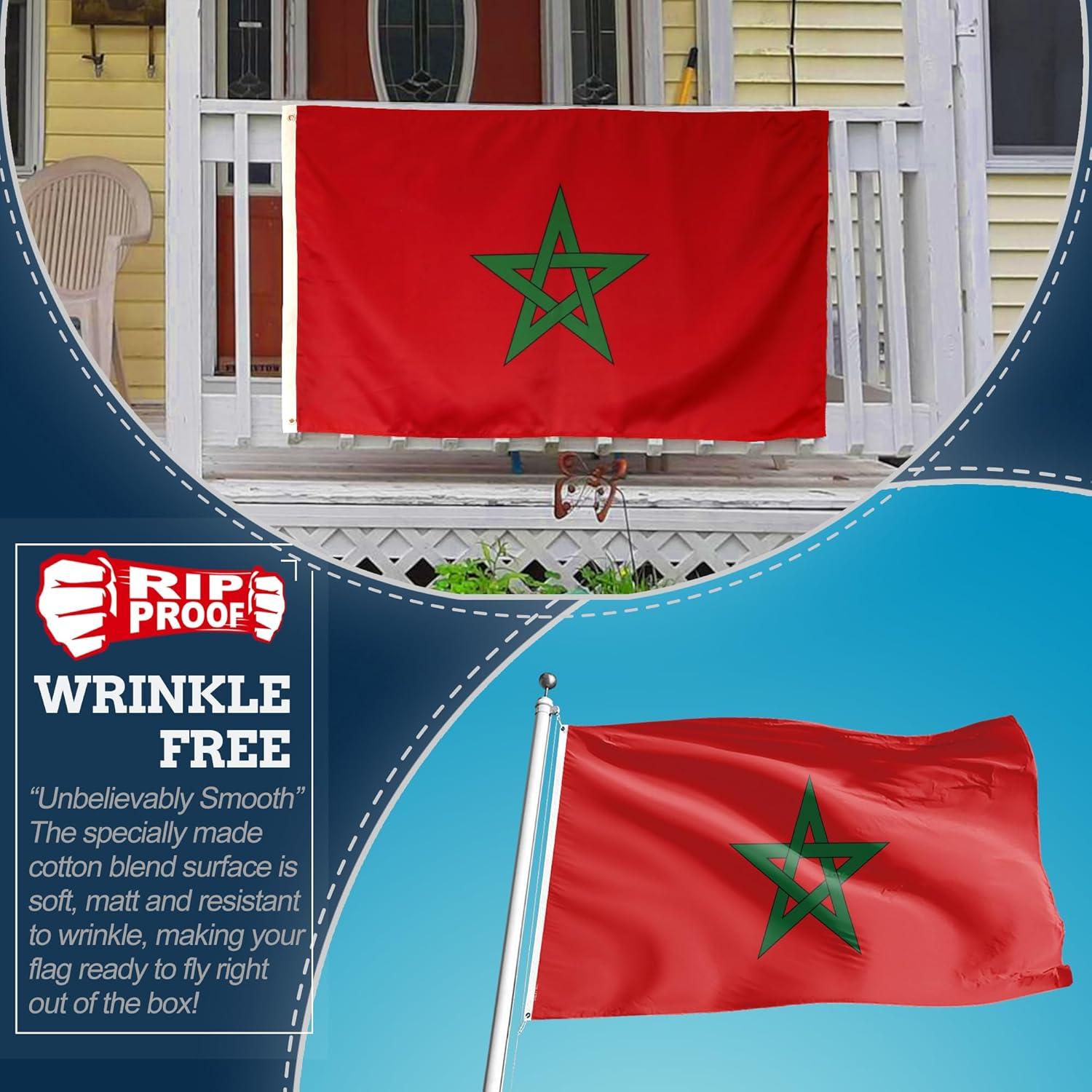 Rip-Proof Double Sided 3-Ply Moroccan Flag 3x5 Foot