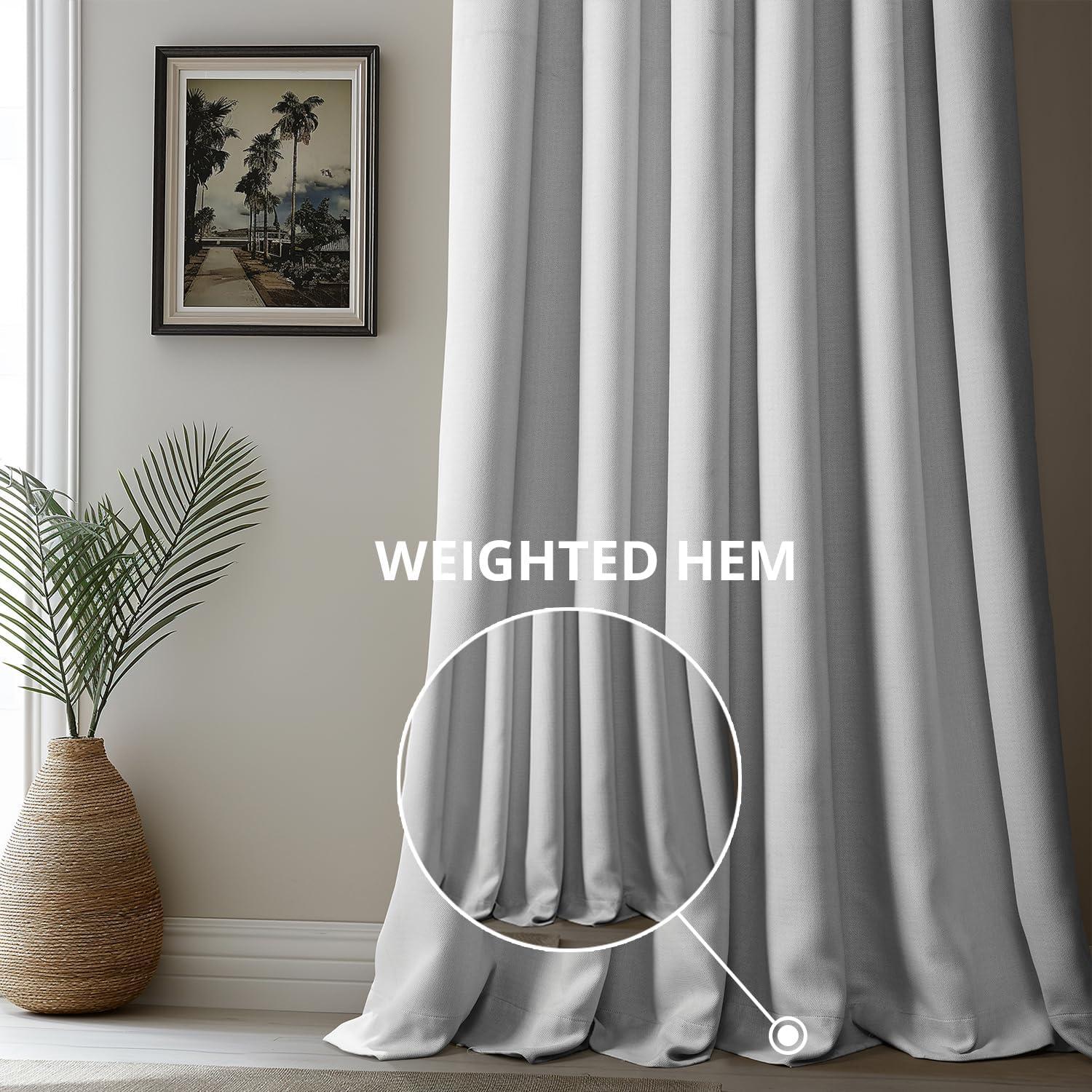 Oyster Faux Linen Room Darkening Curtain (1 Panel), Oyster, 50W X 96L