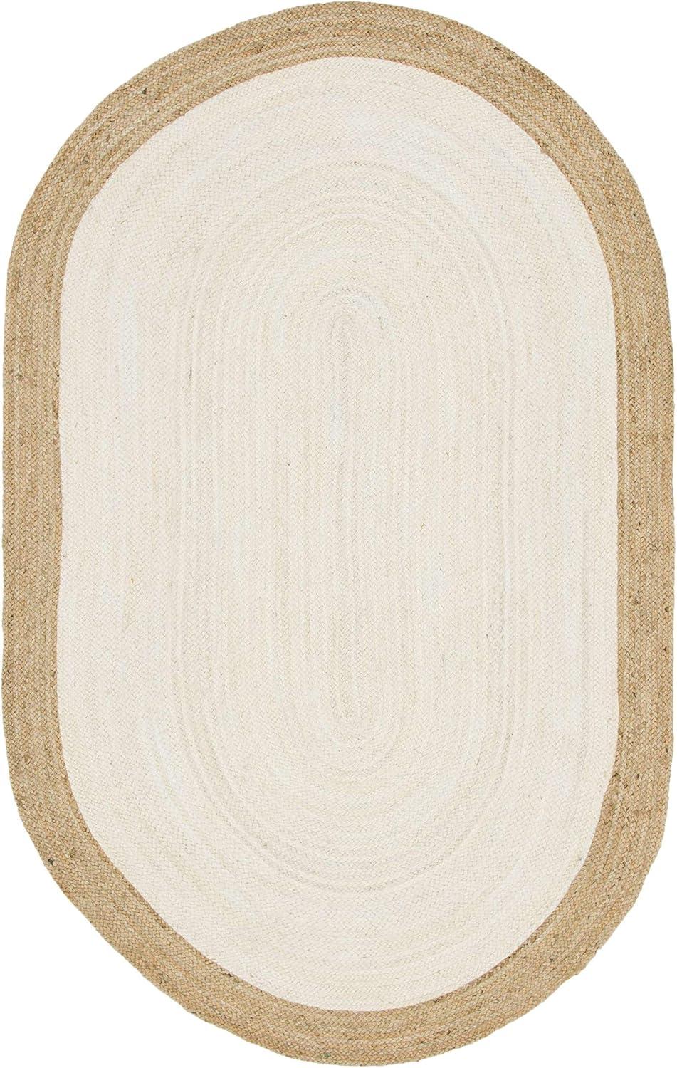 Eco-Friendly Handmade Oval Braided White Jute Rug