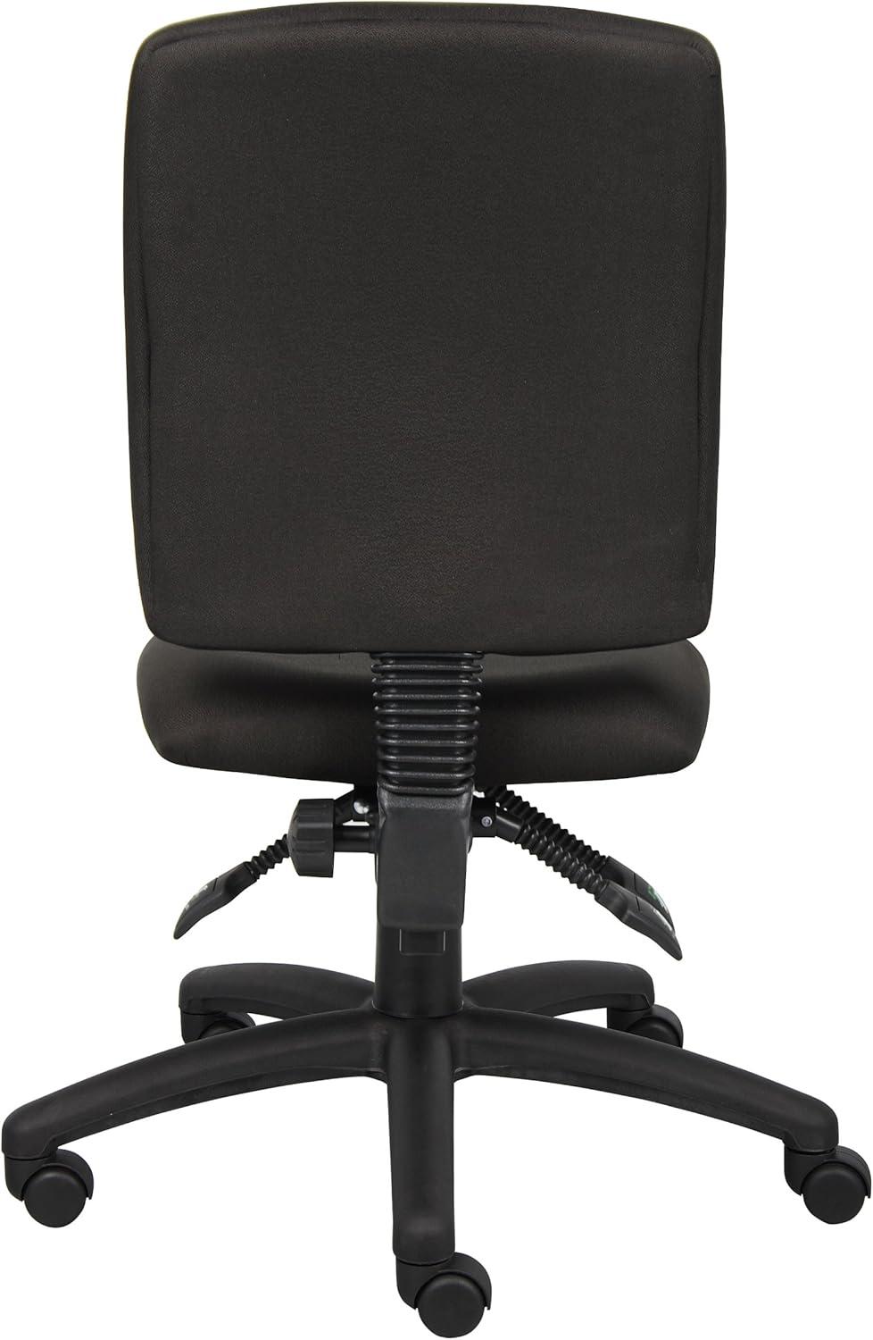 Multi-Function Fabric Task Chair Black - Boss Office Products: Ergonomic, Swivel, Lumbar Support, Nylon Legs