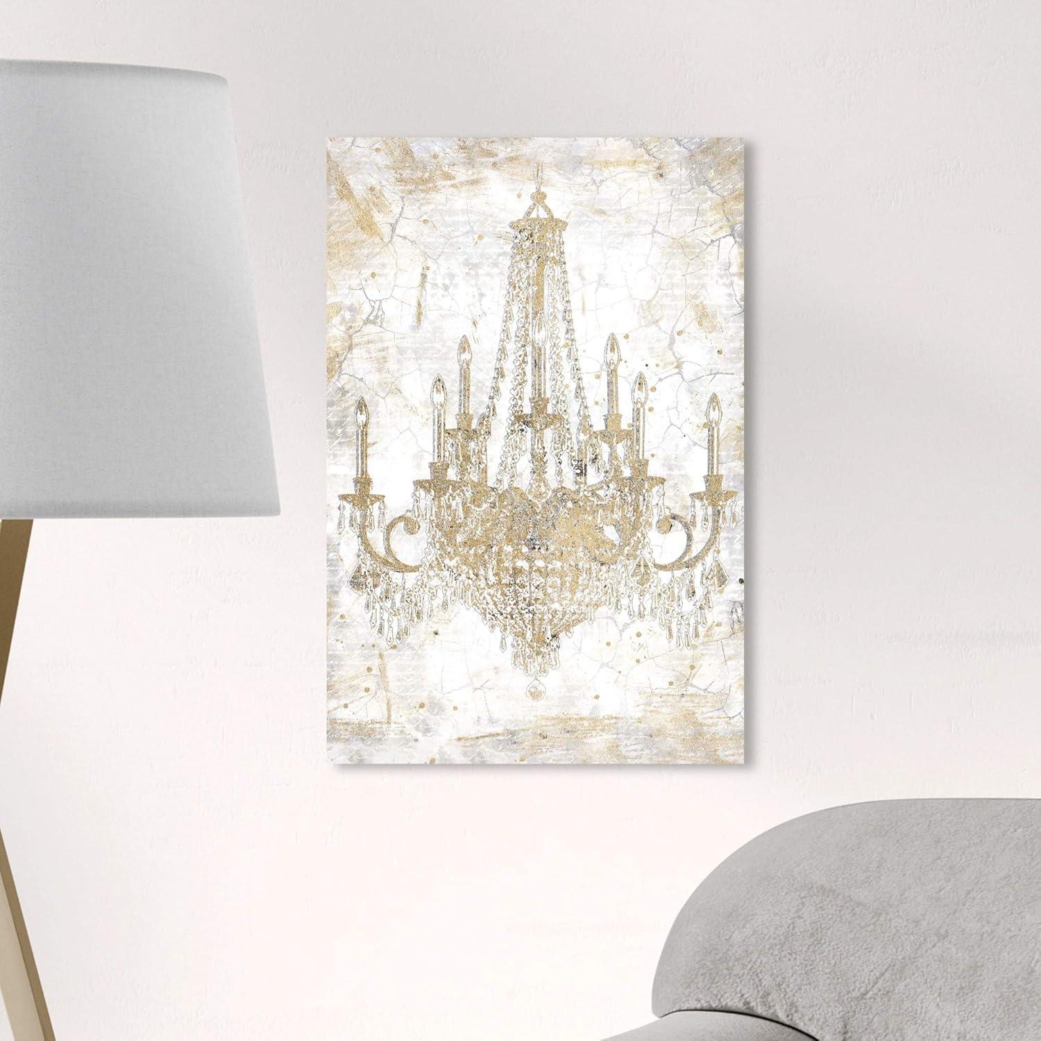 Oliver Gal Prints Fashion And Glam " Fashion And Glam White And Gold Chandelier " by Oliver Gal