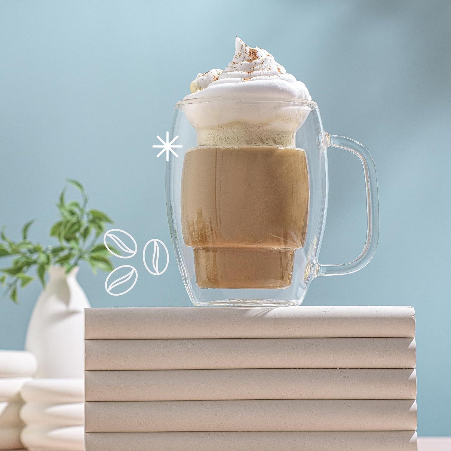 JoyJolt JoyJolt Cadus Double Wall Coffee Tea Glasses, 16oz (Set of 2)