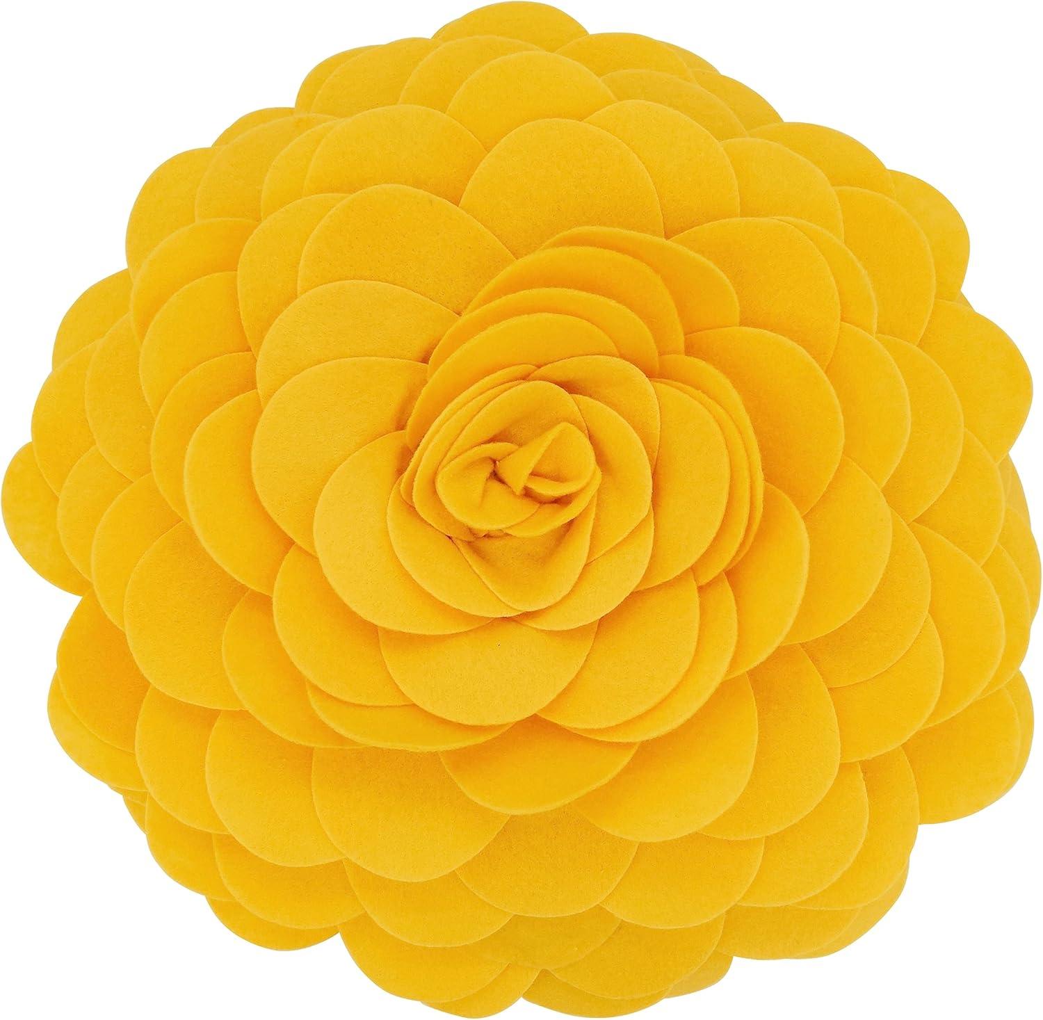 Flower Appliqued Felt Throw Pillow