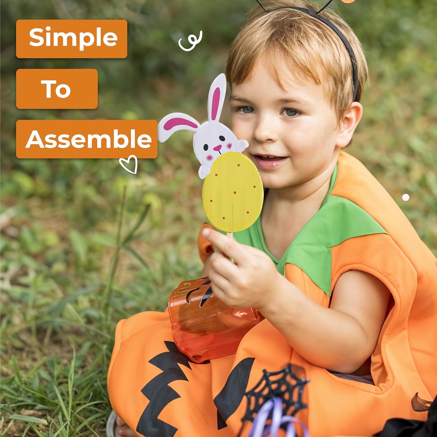 Set of 6 Easter Bunny Yard Stakes - Easter Garden Decorations with Eggs and Carrot - Hunt Signs Decor for Front Door, Garden, Patio, Lawn, Outdoor Backyard Decorations