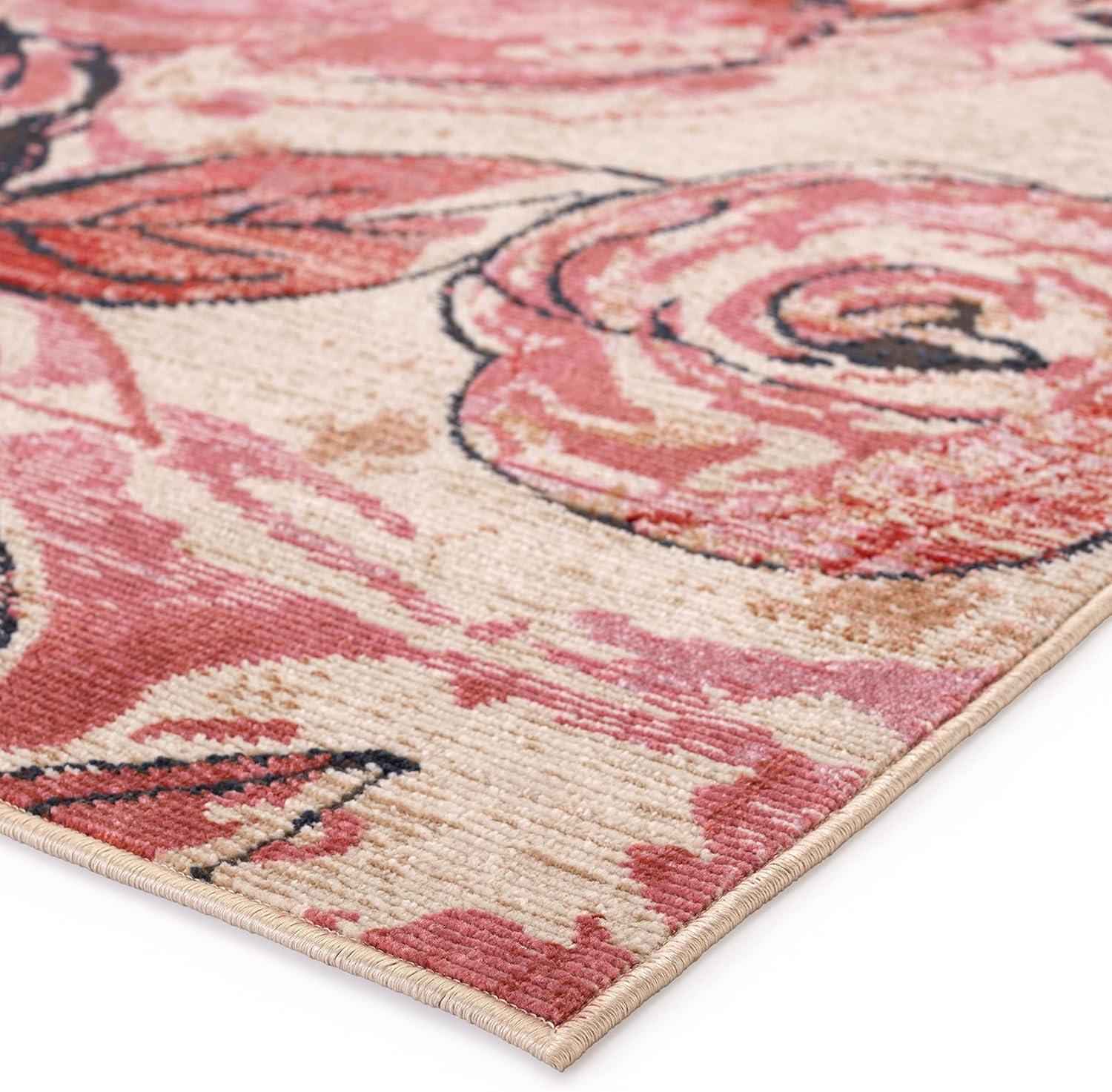 Hermione Red Floral 8' x 10' Synthetic Area Rug