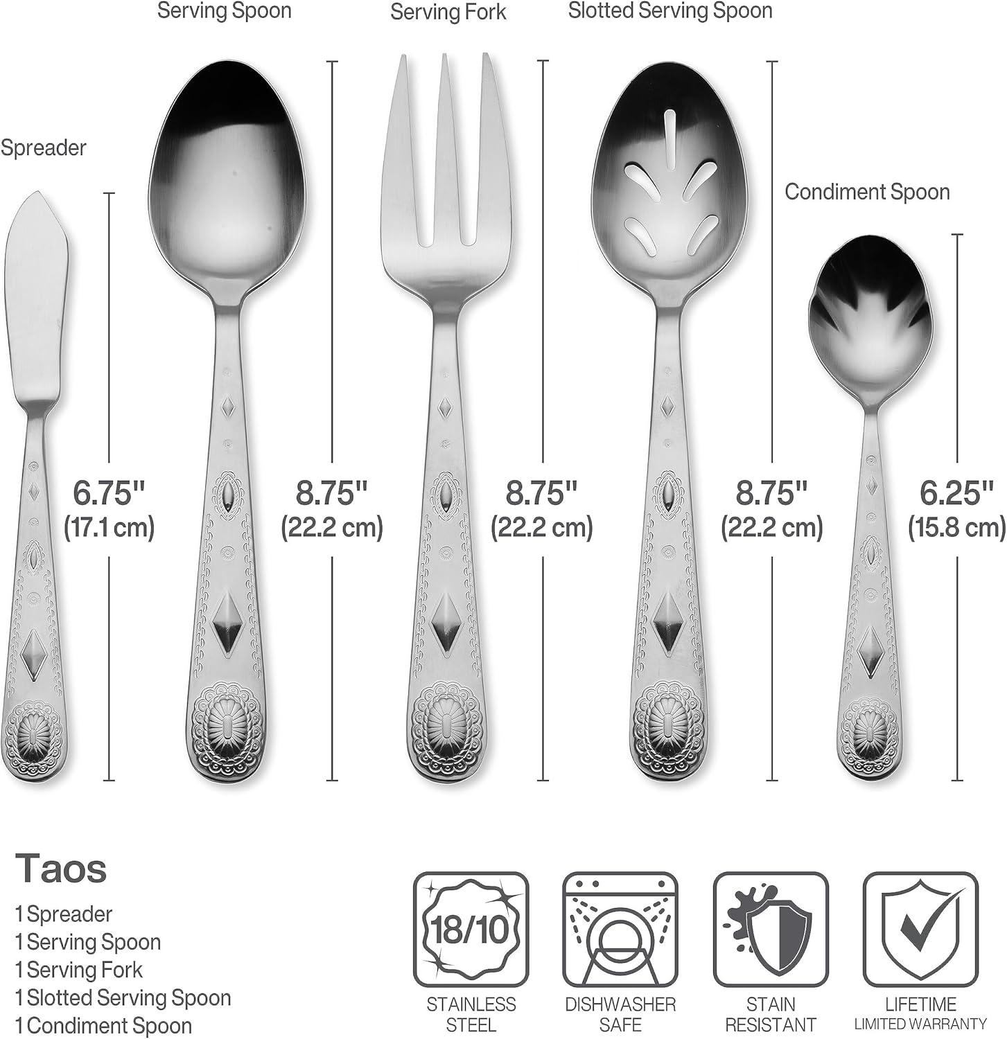 Wallace Taos 45-Piece 18/10 Stainless Steel Flatware Set, Service for 8