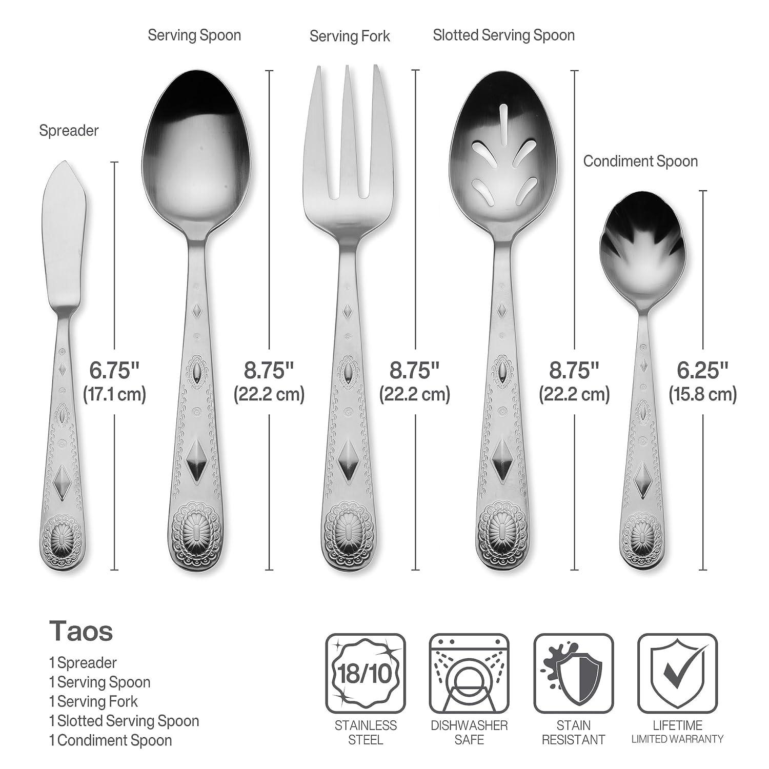 Wallace Taos 45-Piece 18/10 Stainless Steel Flatware Set, Service for 8