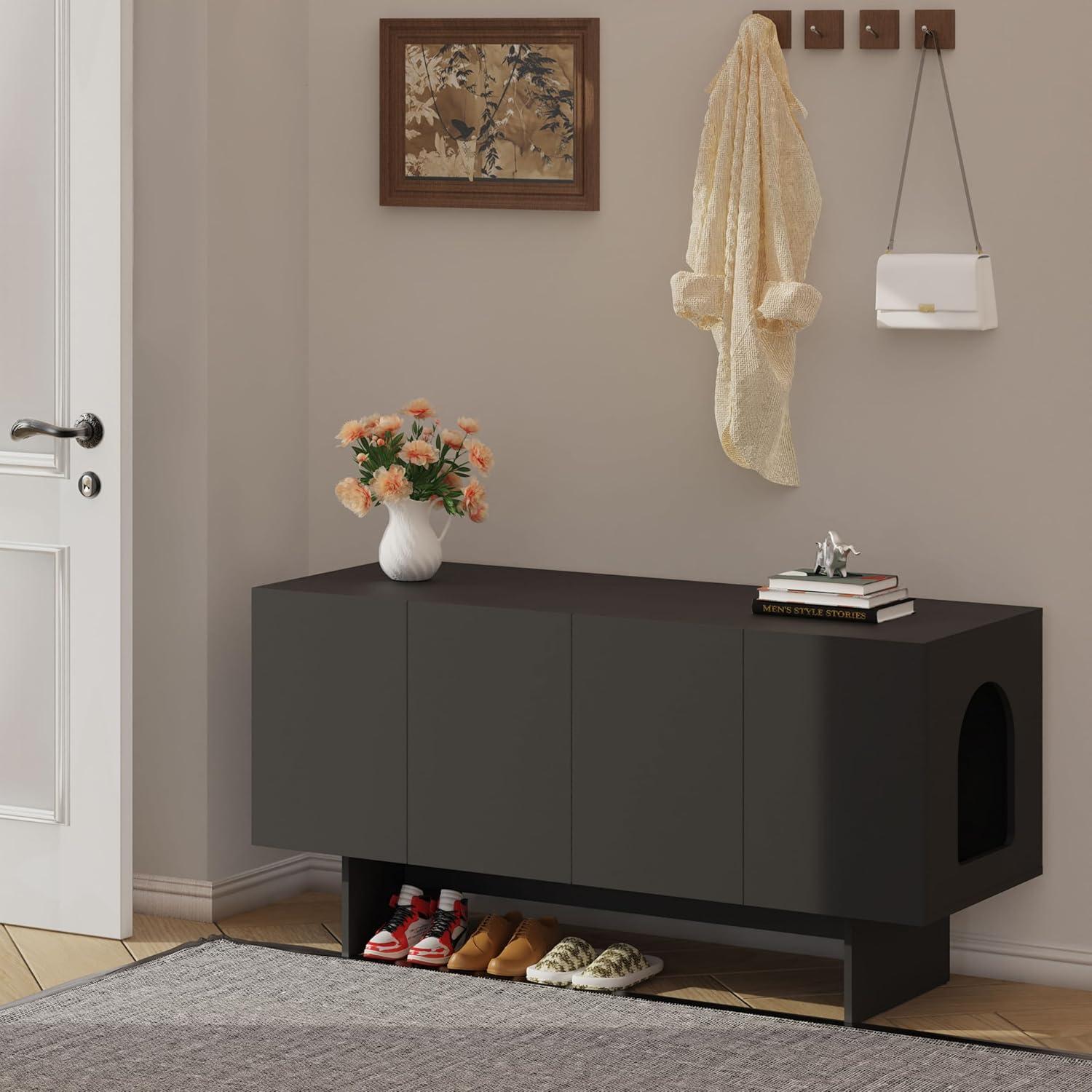 Tucker Murphy Pet™ Litter Box Enclosure for 2 Cats, Cat Litter Box Enclosure Furniture with Double Room