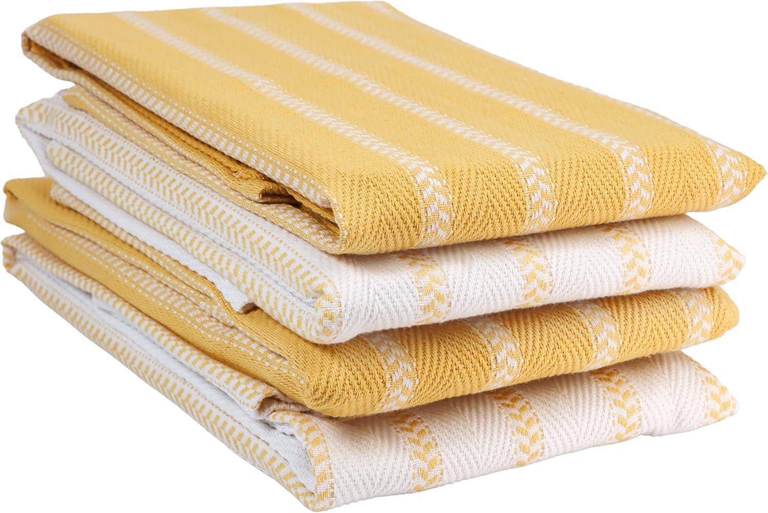 KAF Home Madison Set of 4 Absorbent, Durable and Soft Kitchen Towels | 18" x 28"  - Sunshine