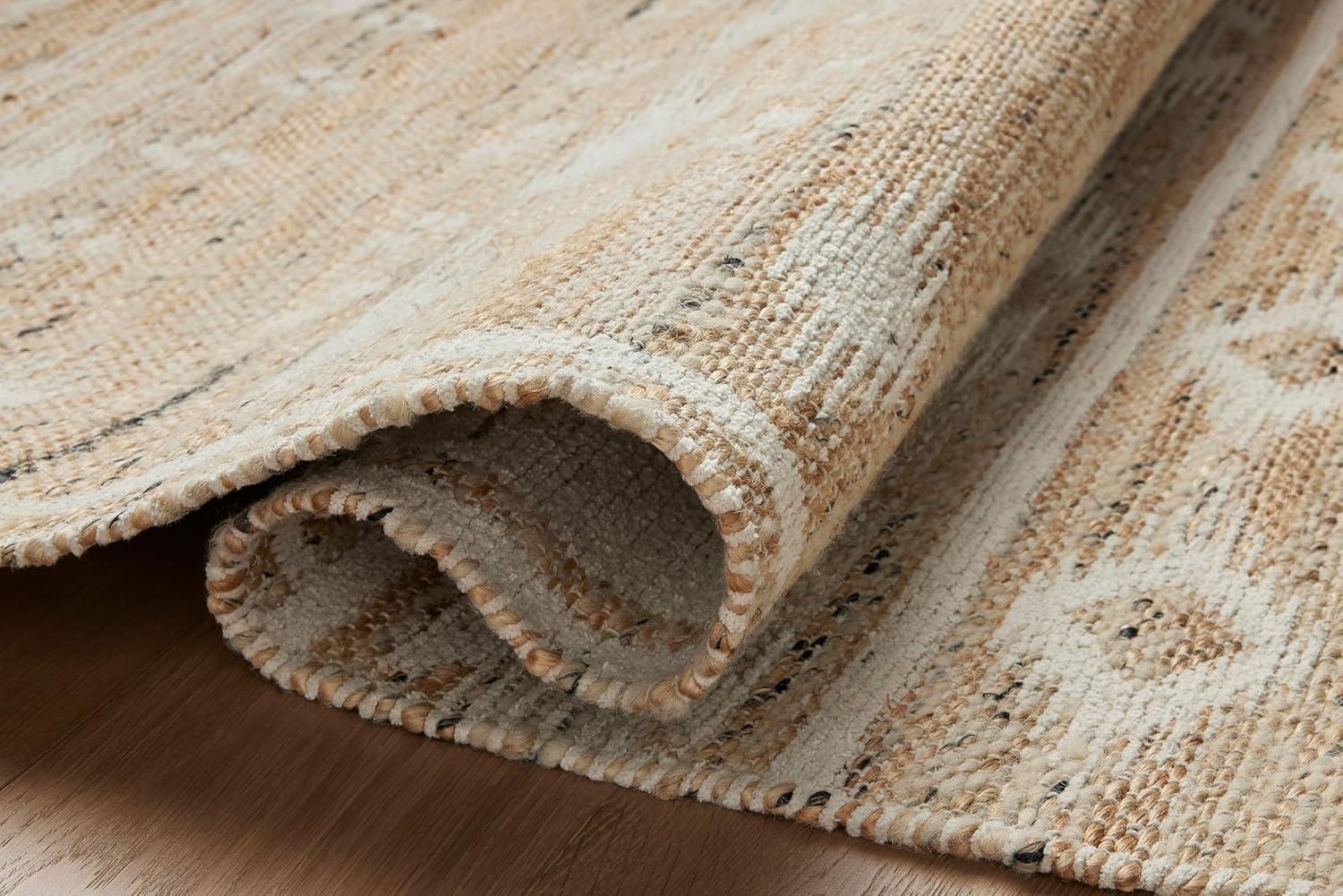 Ivory and Natural Flat Woven Reversible Wool Cotton Rug Sample