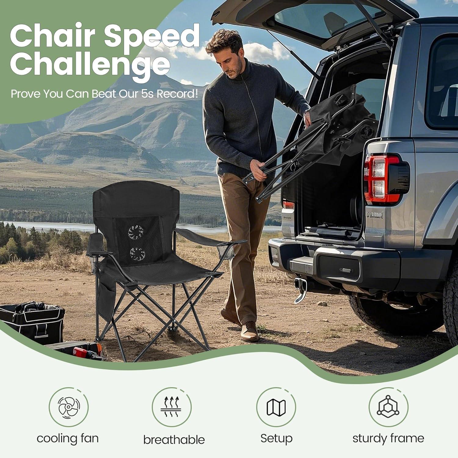 2 Pack Lightweight Camping Chairs for Adults & Teens, 250LBS Capacity Foldable Portable Chairs with Carry Bag, Compact Design for Camping, Beach, Picnics, and Outdoor Events