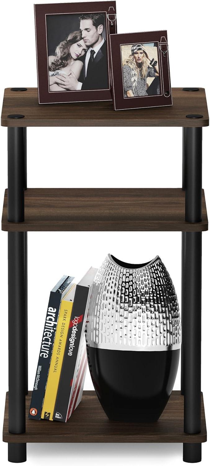 Furinno Just 3-Tier Turn-N-Tube End Table, 1-Pack, Columbia Walnut/Black