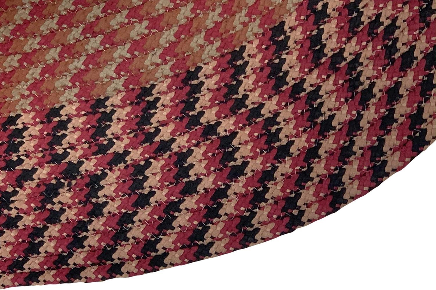 Burgundy Stripe Braided Oval Reversible Synthetic Rug - 25"x20"