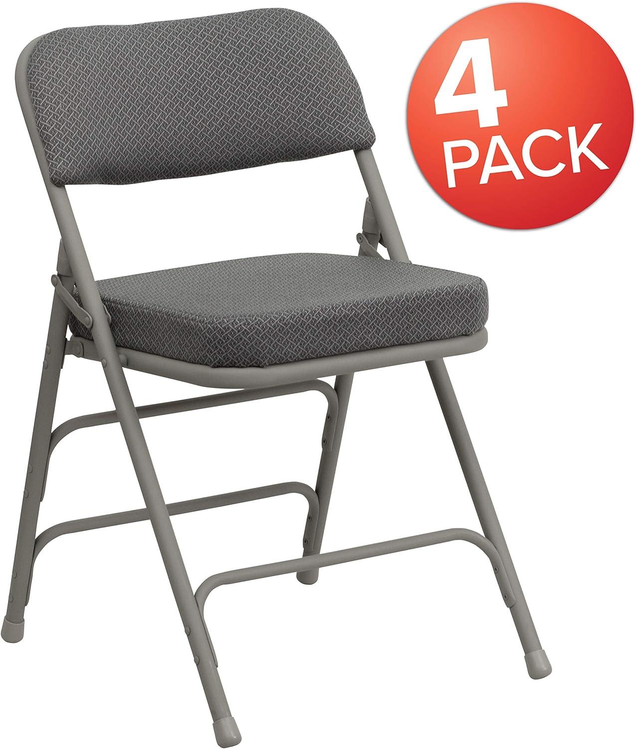 Flash Furniture HERCULES Series Metal Folding Chairs with Padded Seats | Set of 4 Metal Folding Chairs