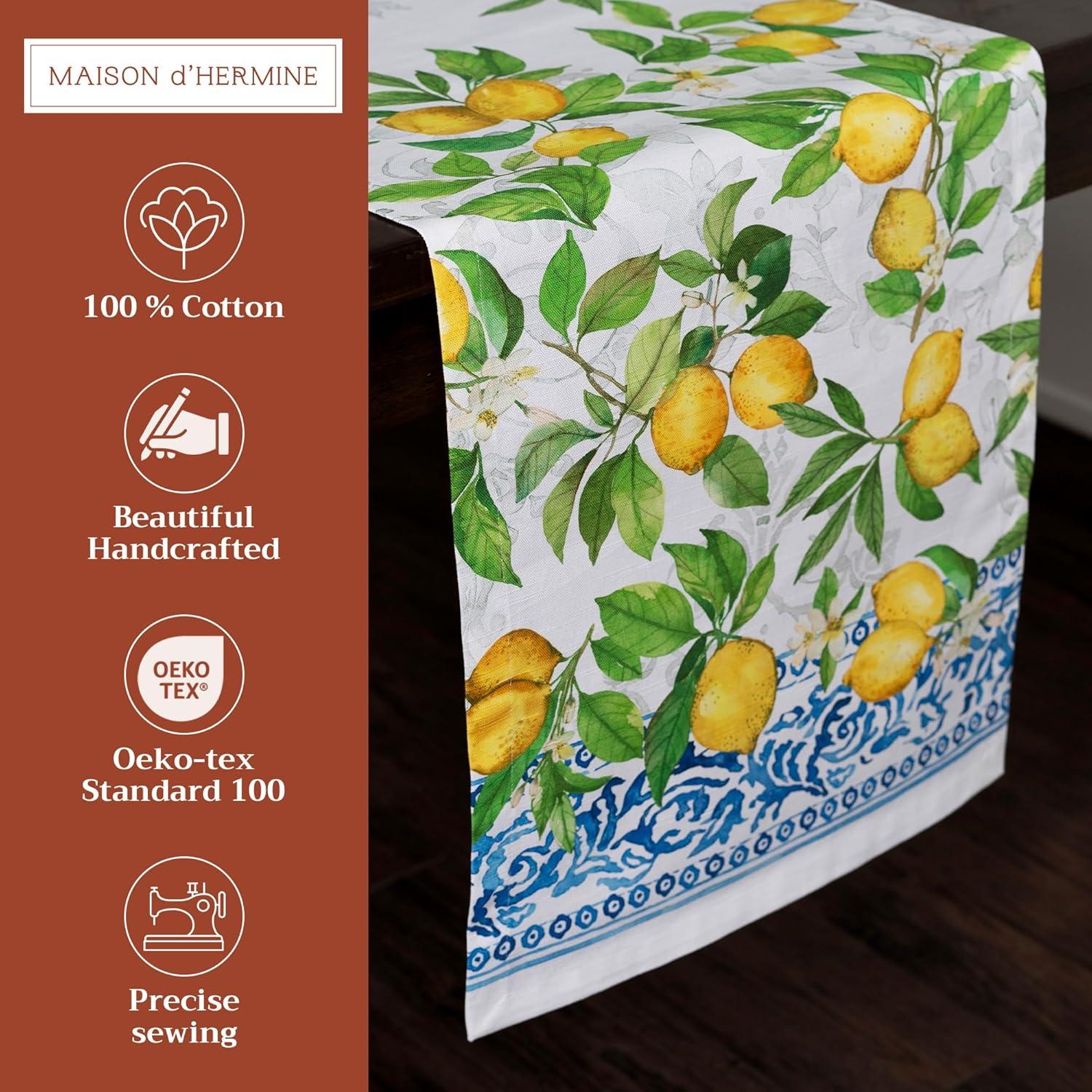 Design Imports Lemon Bliss Print Outdoor Table Runner 14X108 Inches