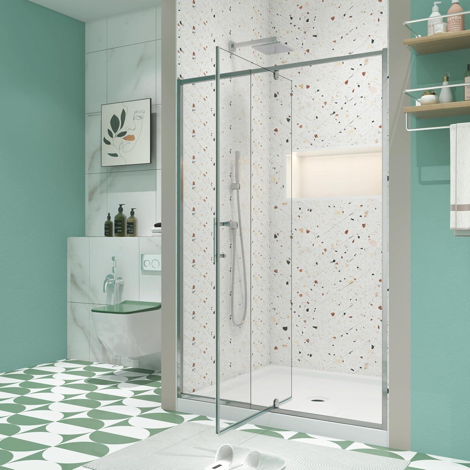 RAY'S RUGS & FLOORING LLC 12RRFR142461LTS 38-42" W x 71" H Pivot Frame Sliding Shower Door with 6mm Tempered Glass