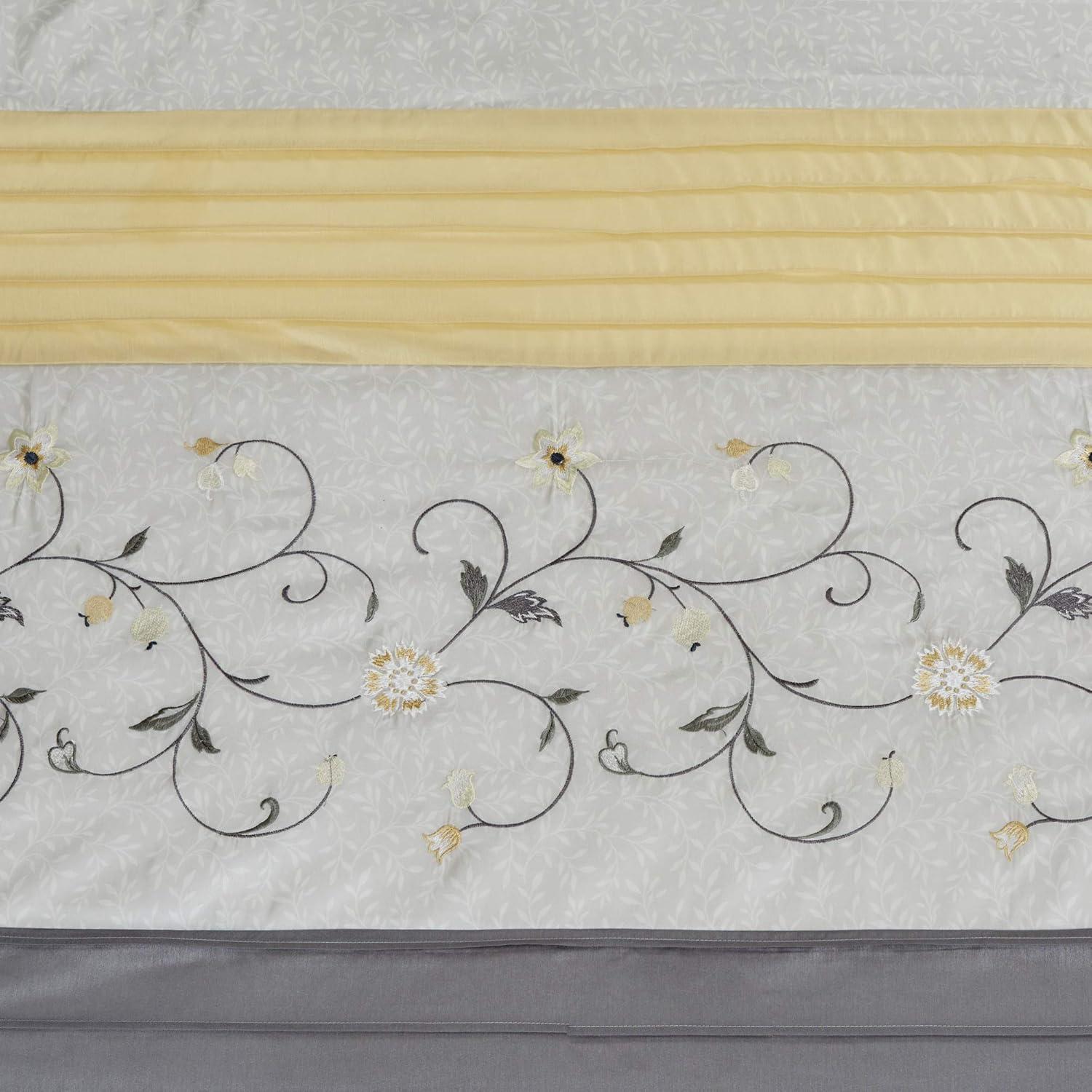 Madison Park Serene Faux Silk Embroidered Floral Shower Curtain